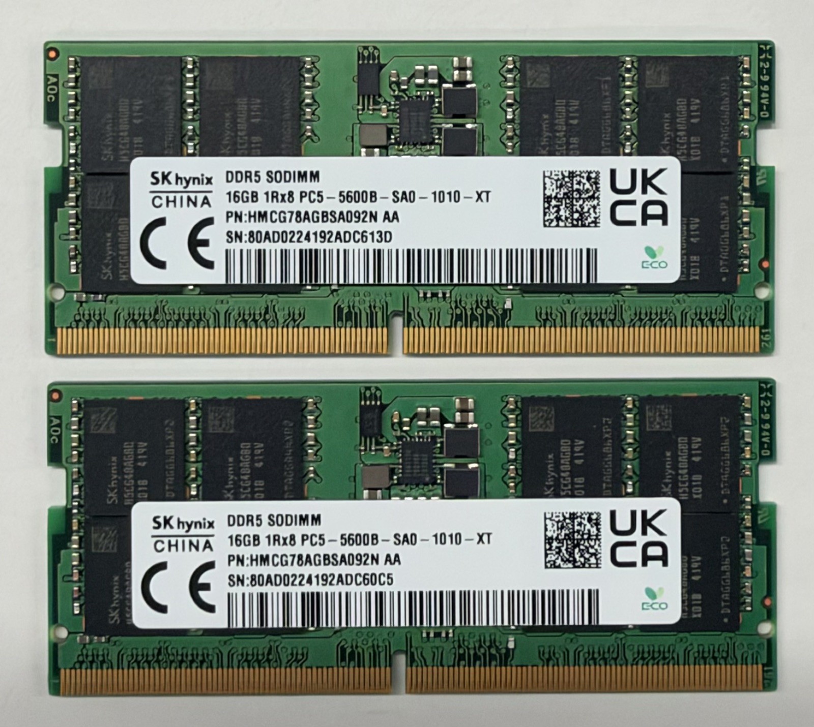32GB SK Hynix (2x16GB) DDR5 5600MHz Laptop SODIMM  1Rx8 PC5-5600B Fully Tested