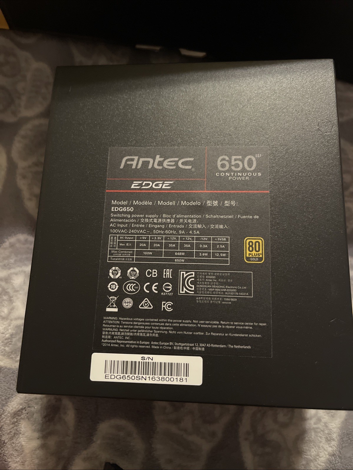Antec EDG650 650W  80 PLUS GOLD Certified Full Modular Power Supply