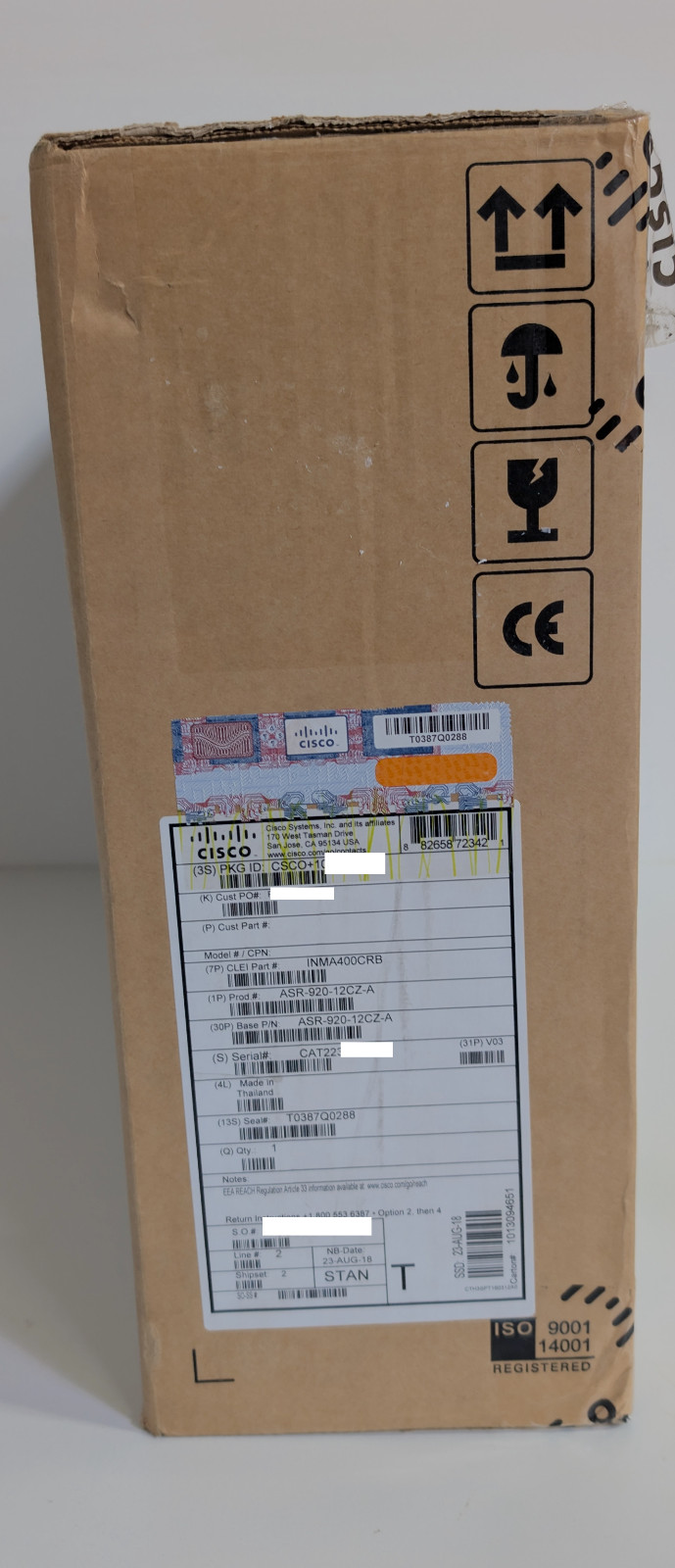 New Sealed Cisco ASR-920-12CZ-A V03 | 12GE & 2-10GE Port AC model | INMA400CRB