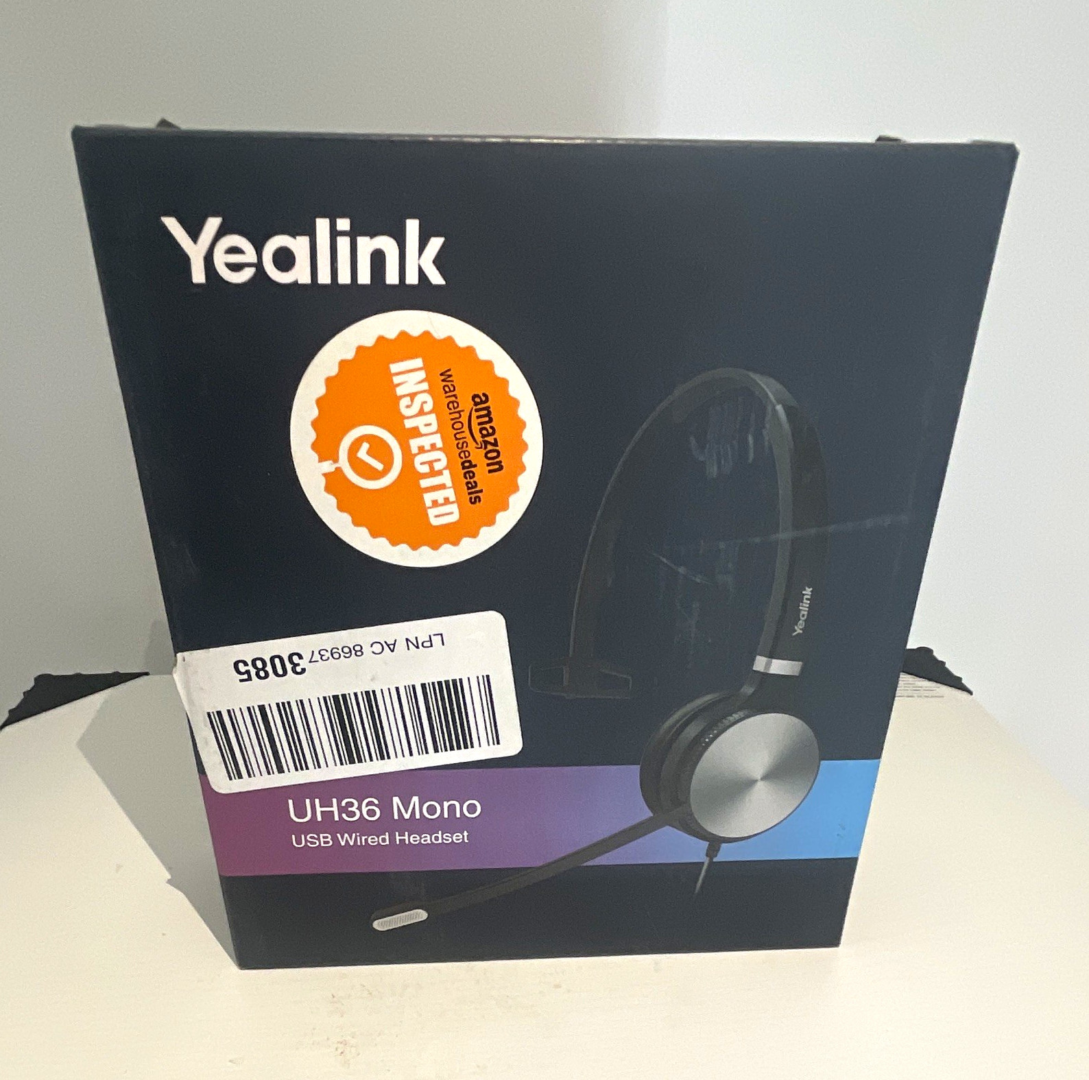 Yealink UH36 Mono USB Wired Headset Black On-Ear Noise-Cancel Mic Open Box