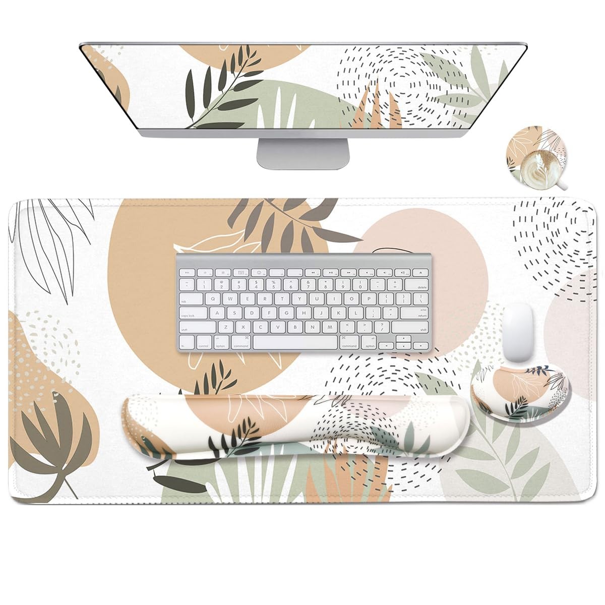 4in1 Large Mouse Pad, Keyboard Wrist Rest Pad & Wrist Support Mousepad Set, E...