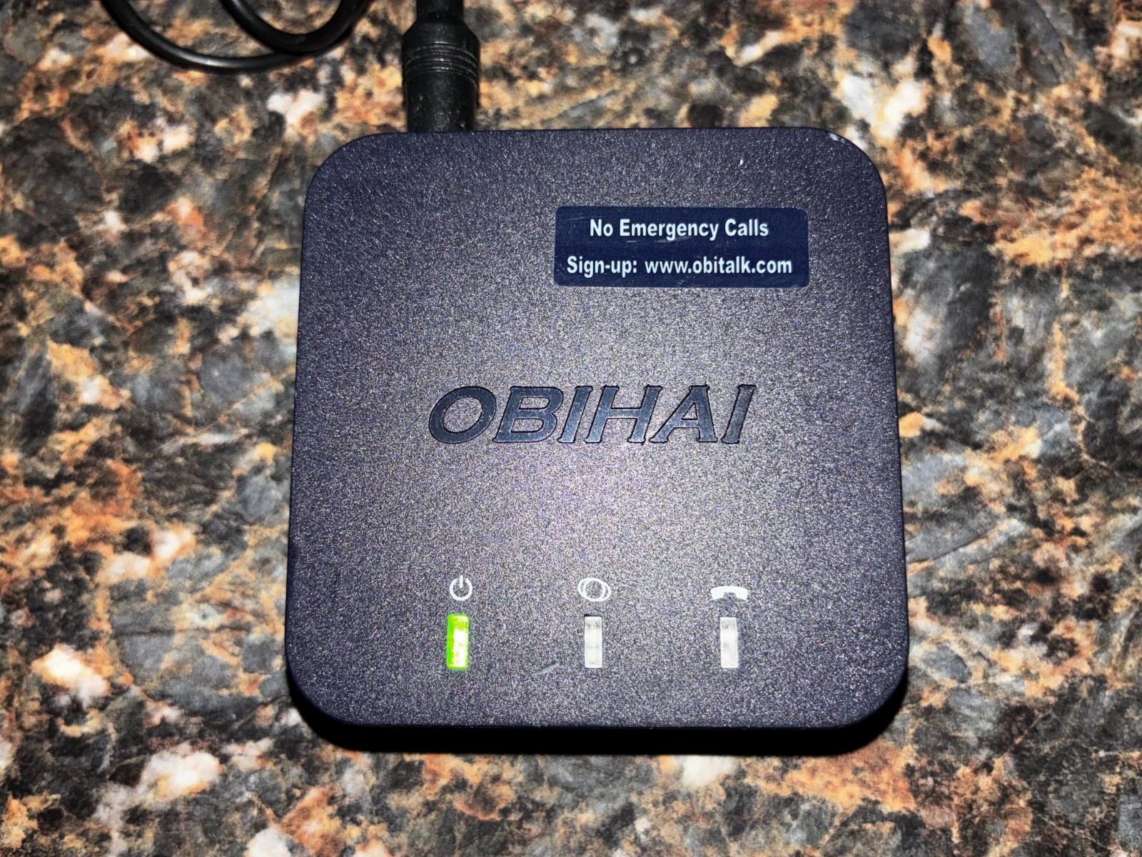 OBiHAI OBi200 VoIP Phone Adapter Google Voice SIP with AC Power Adapter Power On