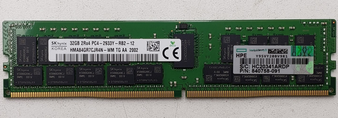 SK Hynix 32GB PC4-23400 2Rx4 DDR4-2933 ECC RDIMM Server RAM HMA84GR7CJR4N-WM.