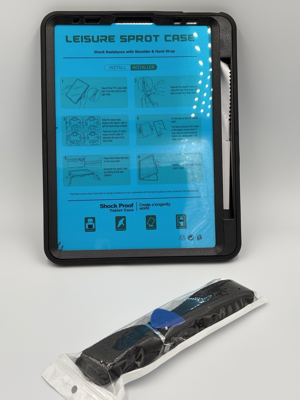 SEYMAC iPad Air 10.9” Case 4th/5th Gen 2020–2022 Shockproof w/ Strap Black