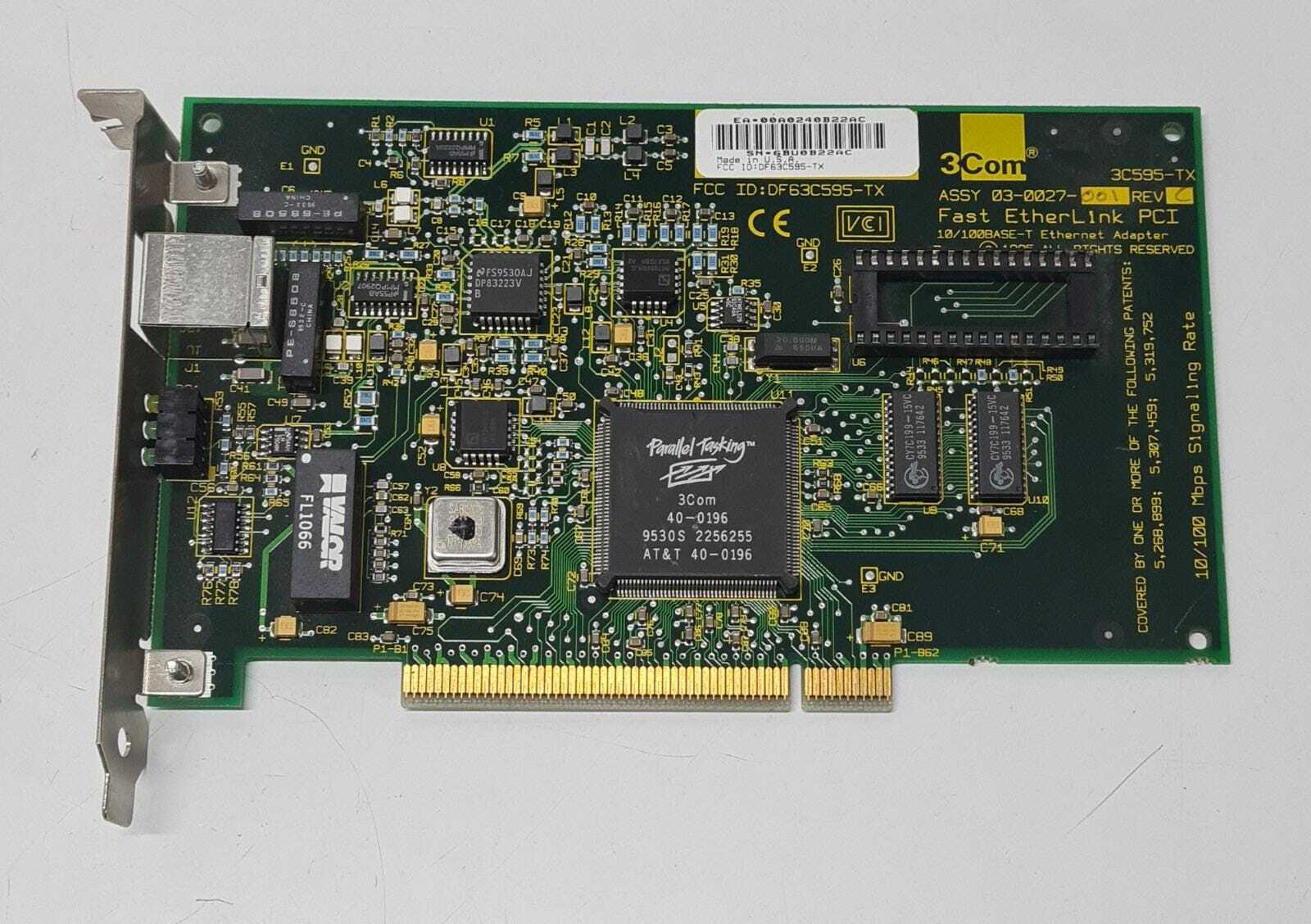 3Com 03-0027-001 REV C DF63C595-TX Fast EtherLink PCI 3C595-TX 10/100 Mbps
