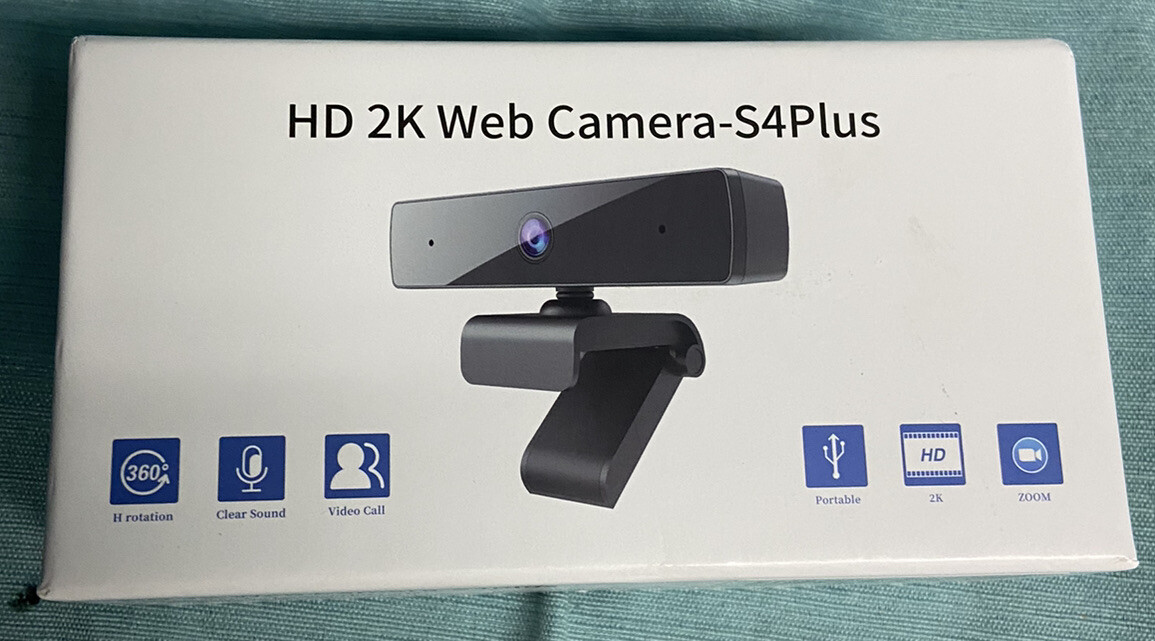 Walfront S4Plus 1080P Webcam with Microphone, HD 2K PC Web Camera USB - NEW