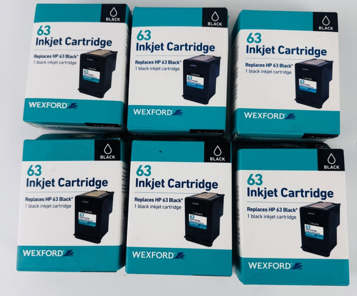 WEXFORD 63 INKJET CARTRIDGE REPLACES HP 63 BLACK INK 6 Pack
