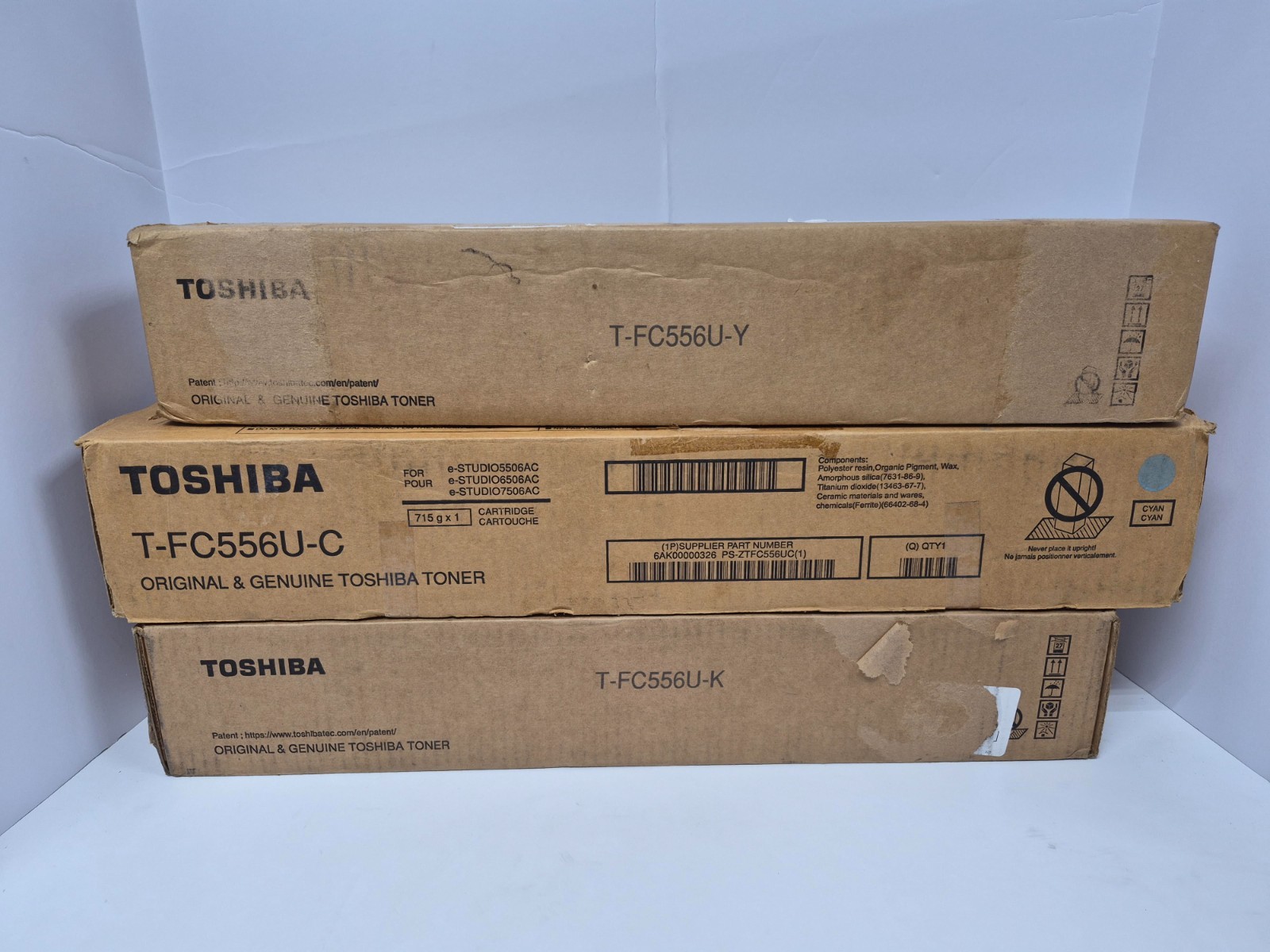 Set of ( 3 ) Toshiba T-FC556U  K/C/Y  Black ,Cyan, , Yellow New
