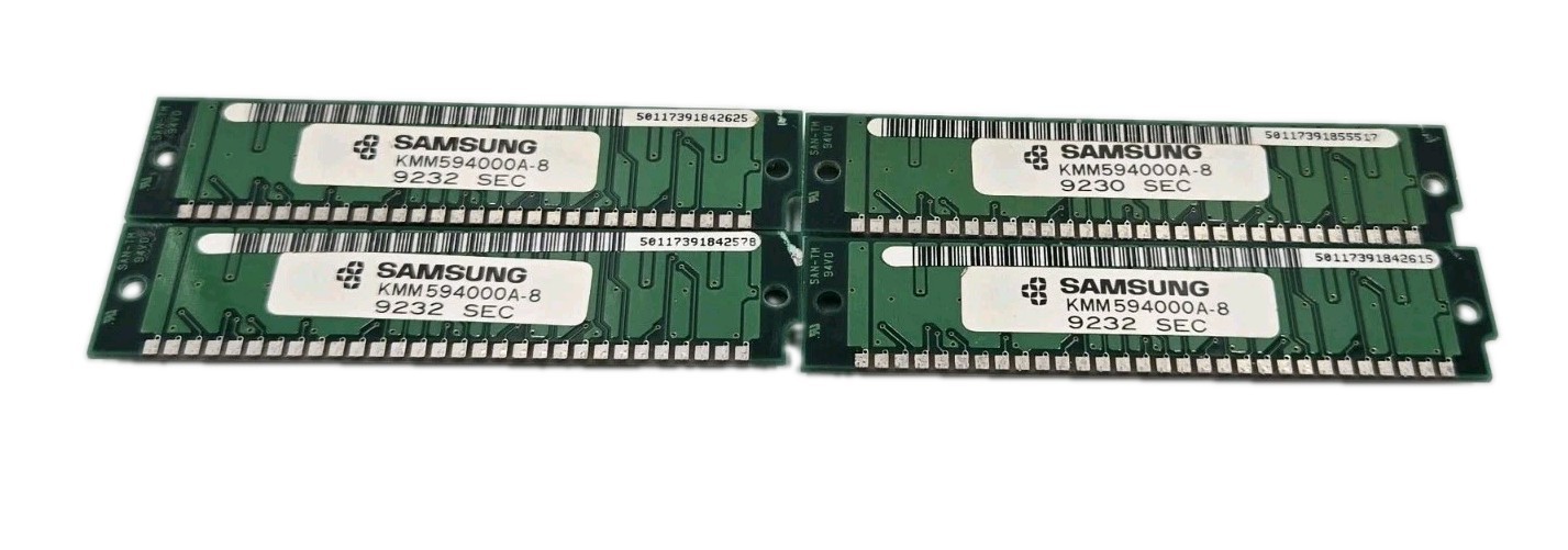 16MB Lot 4x 4MB Samsung KMM594000A-8 30-Pin SIMM 80ns Parity Vintage RAM