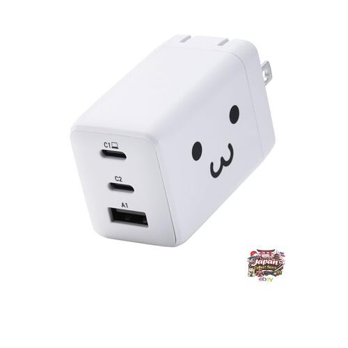 NEW ELECOM Charger 65W Total 3 Ports Type-C to USB-A USB PD Compatible Swivel