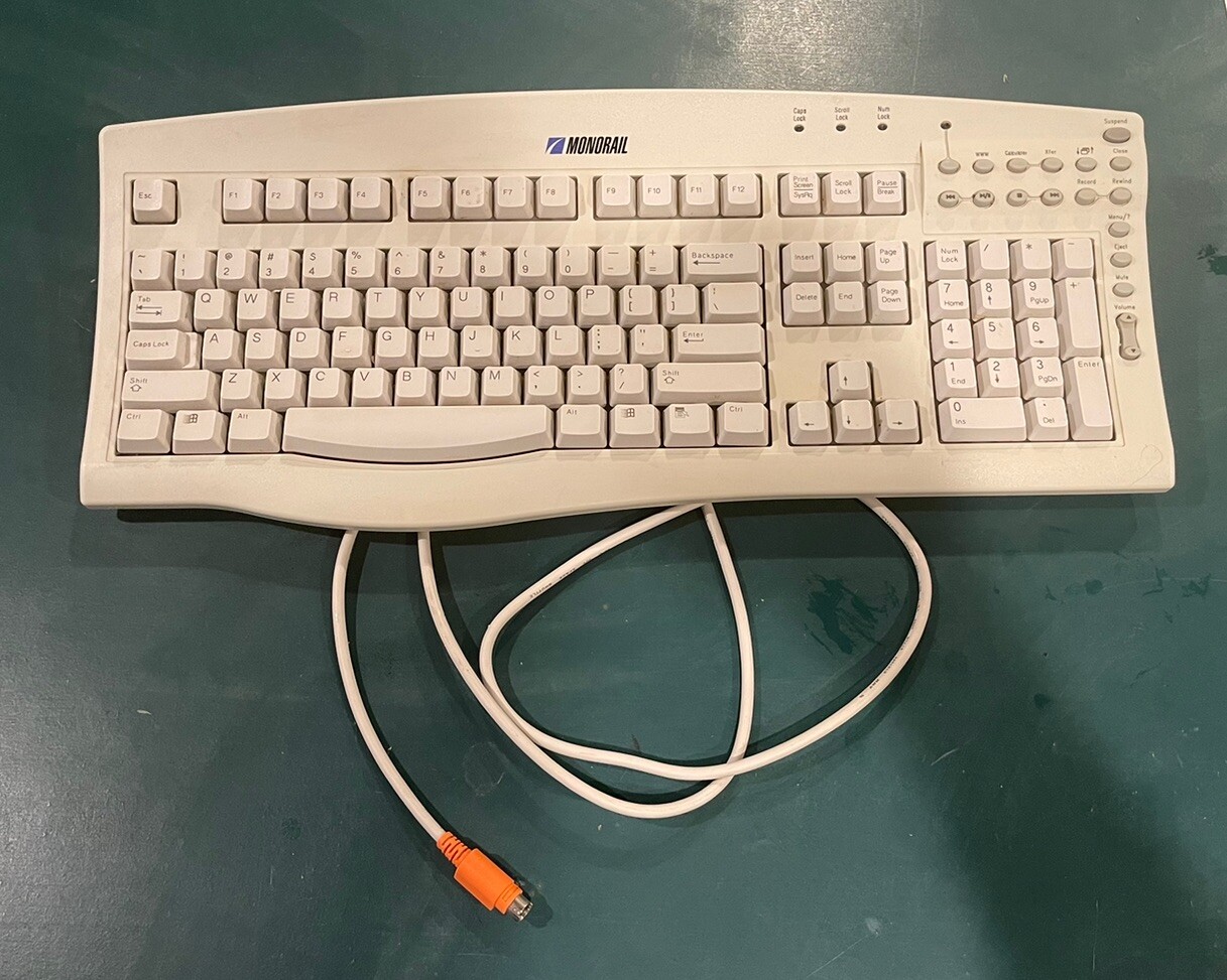 RARE VINTAGE MONORAIL SK-2500 PS2 WINDOWS Keyboard Used In Great Condition