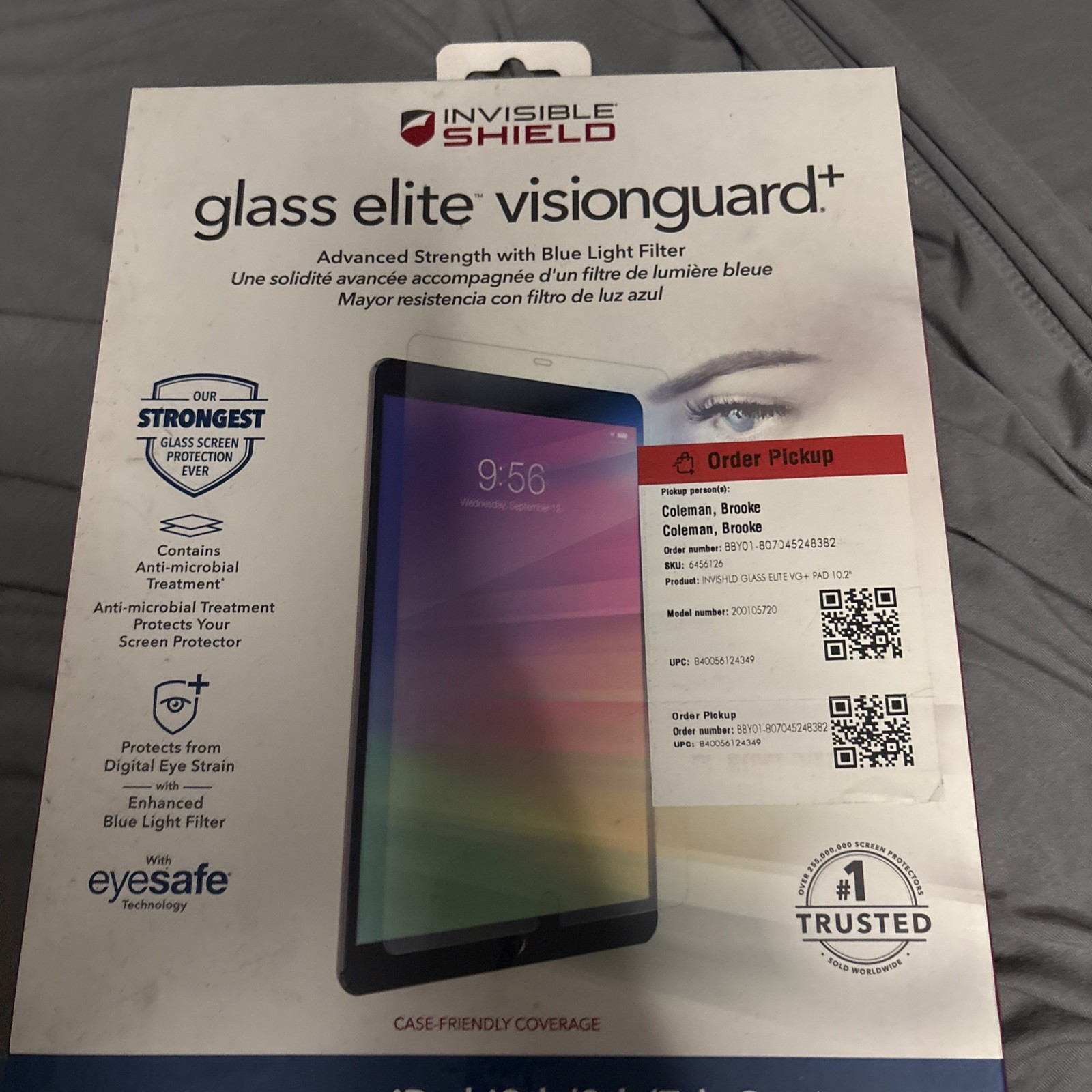 ZAGG InvisibleShield Glass Elite VisionGuard iPad 7th-9th Gen Screen Protector