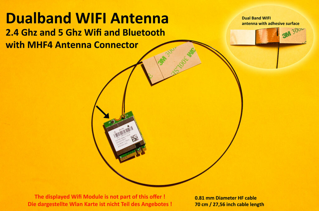 70cm MHF4 Laptop Embedded Dual Band Antenna Aerial WIFI WiFi Bluetooth NGFF/M.2 