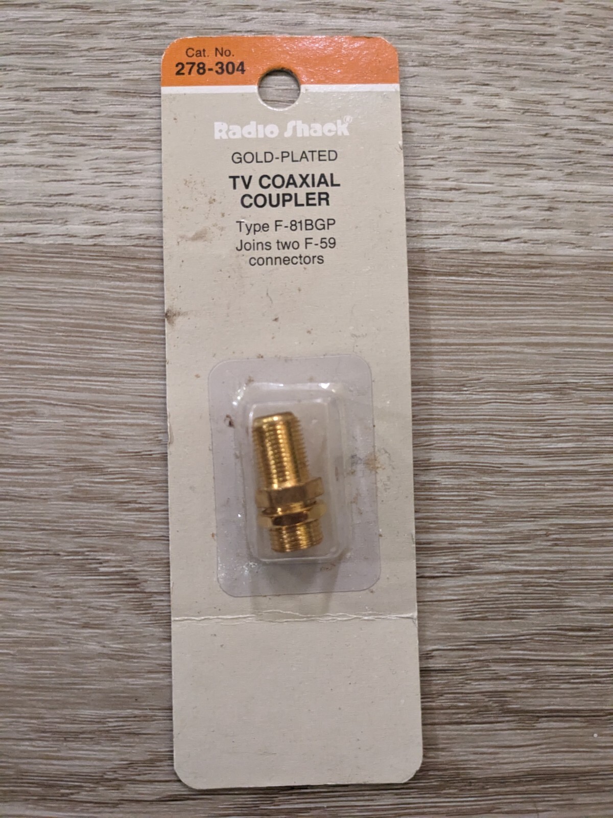 Radio Shack Gold-Plated TV Coaxial Coupler F-81BGP #278-304