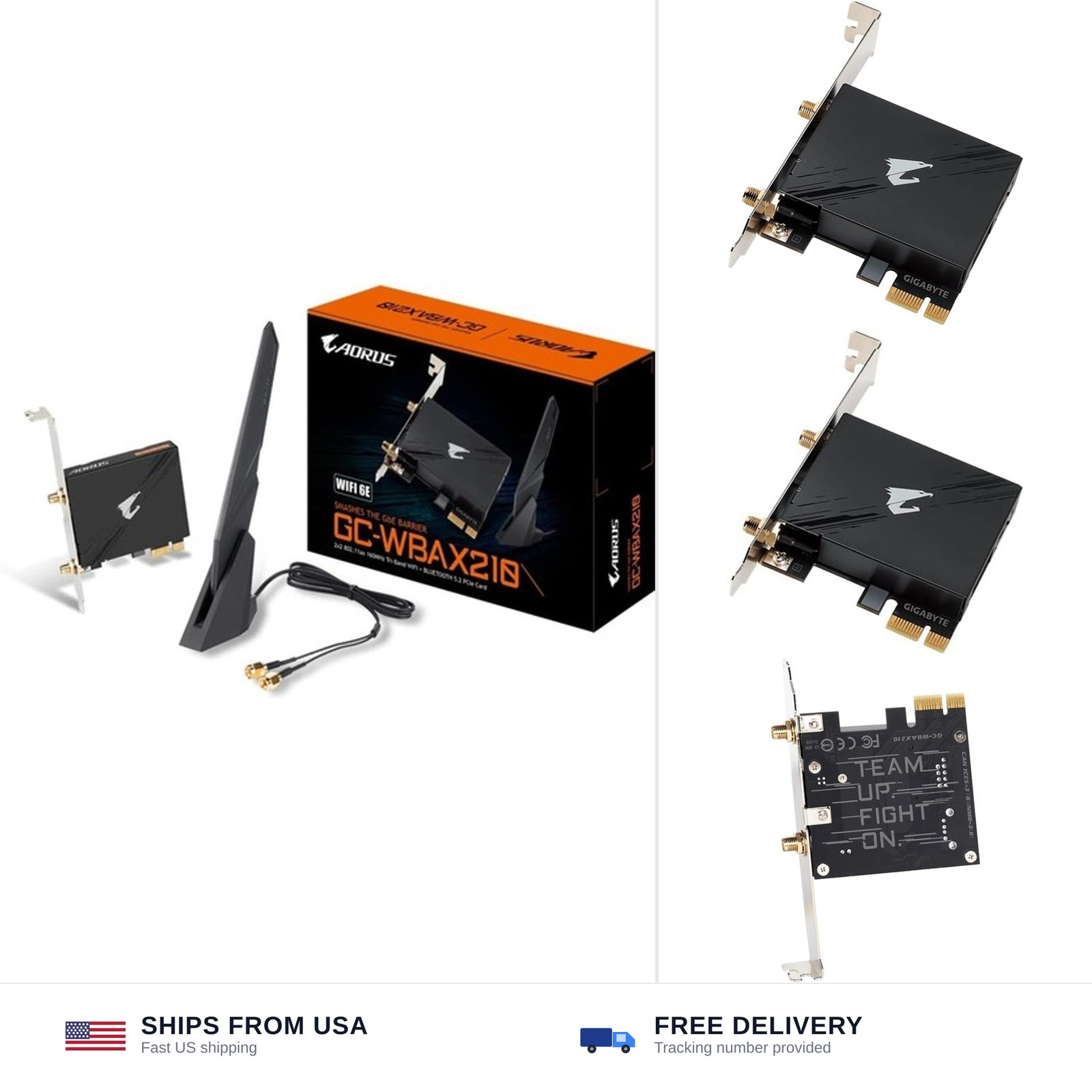 GIGABYTE WiFi 6E GC-WBAX210 (2x2 802.11ax/ Tri-Band WiFi/Bluetooth 5.2/ PCIe ...
