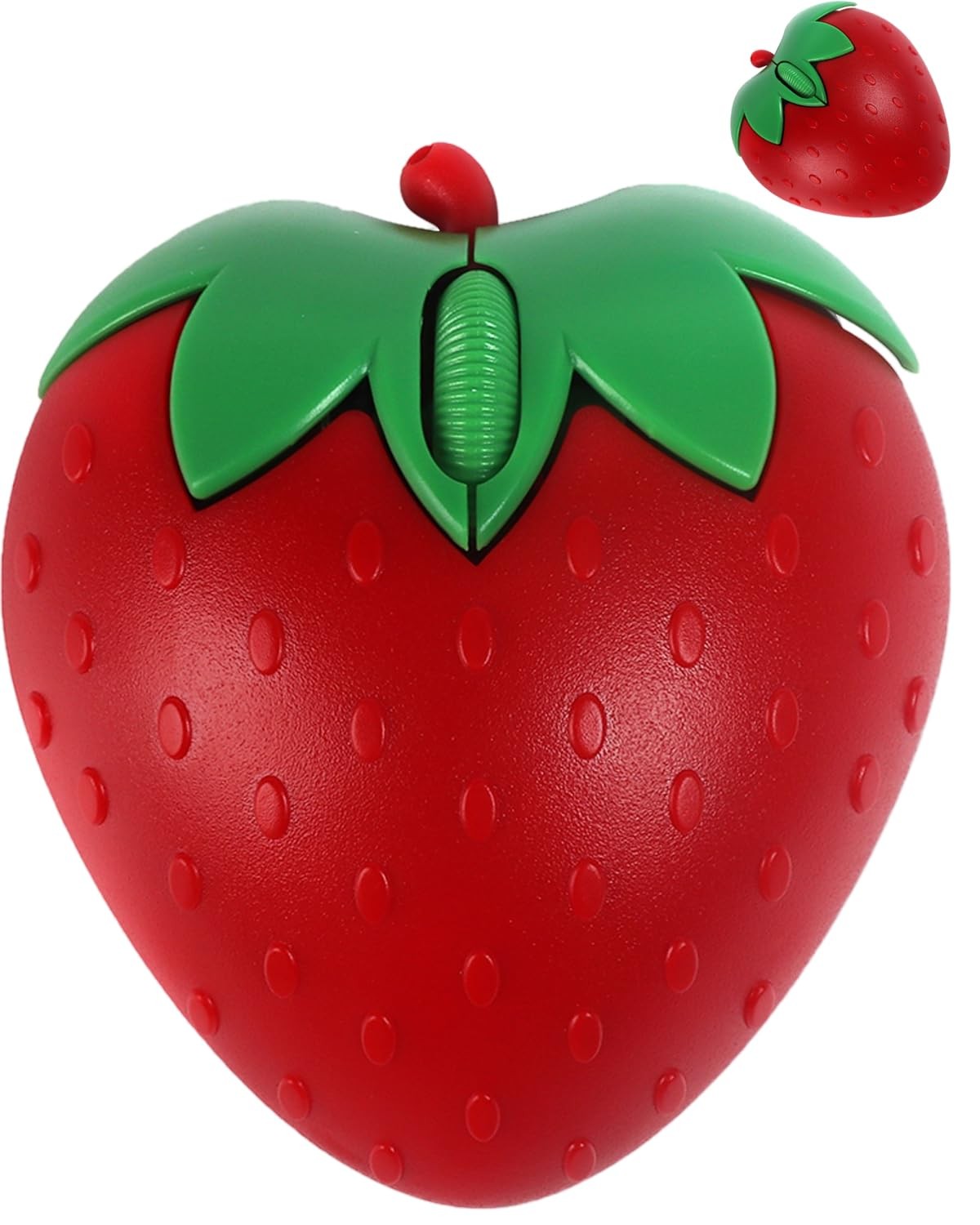 Wireless Bluetooth Mouse Cute Red Fruit Strawberry Shape Silent Portable 