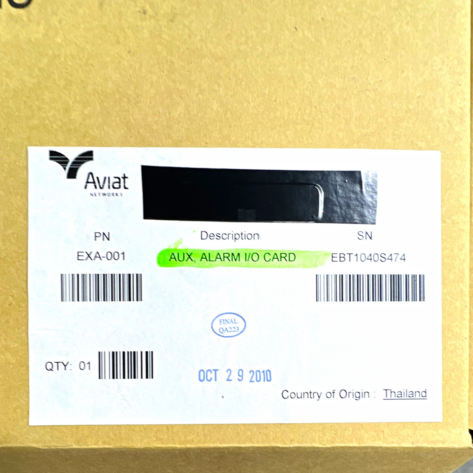 NEW Aviat Networks Eclipse EXA-001 Aux Alarm I/O Node Card Sealed