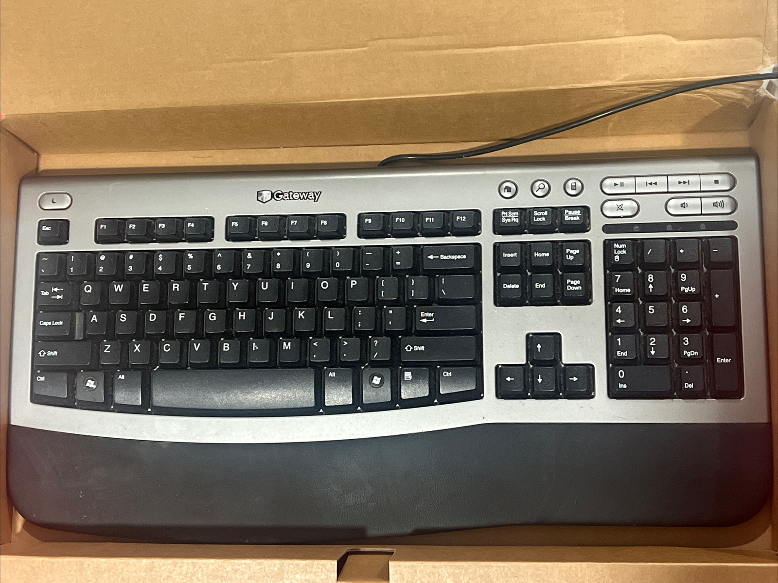 Gateway Keyboard KB-0532 Elite PS2 Silver Black Ergonomic 8333 New Open Box