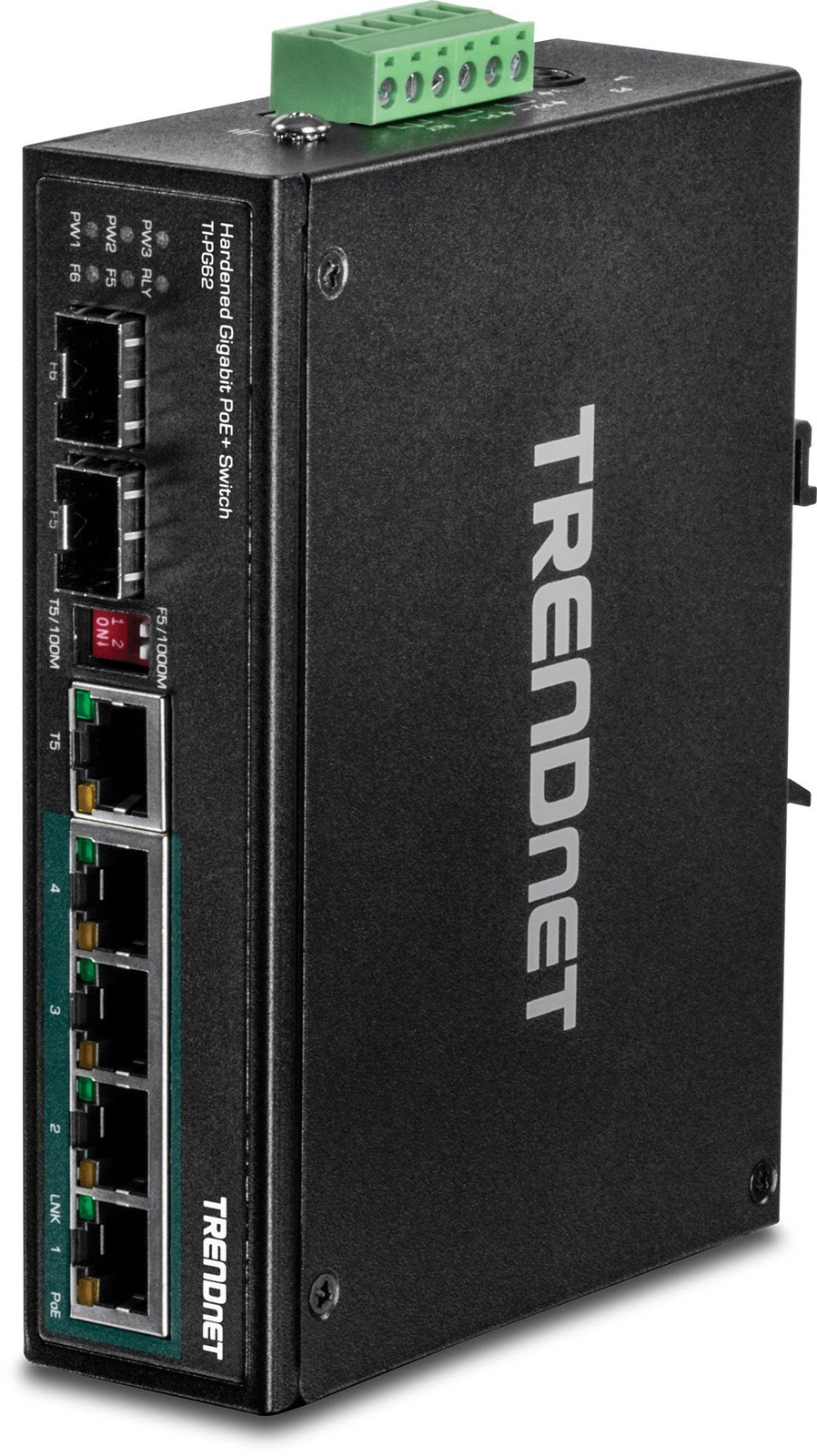 TRENDnet 6-Port Hardened Industrial Gigabit PoE+ DIN-Rail Switch (ti-pg62)