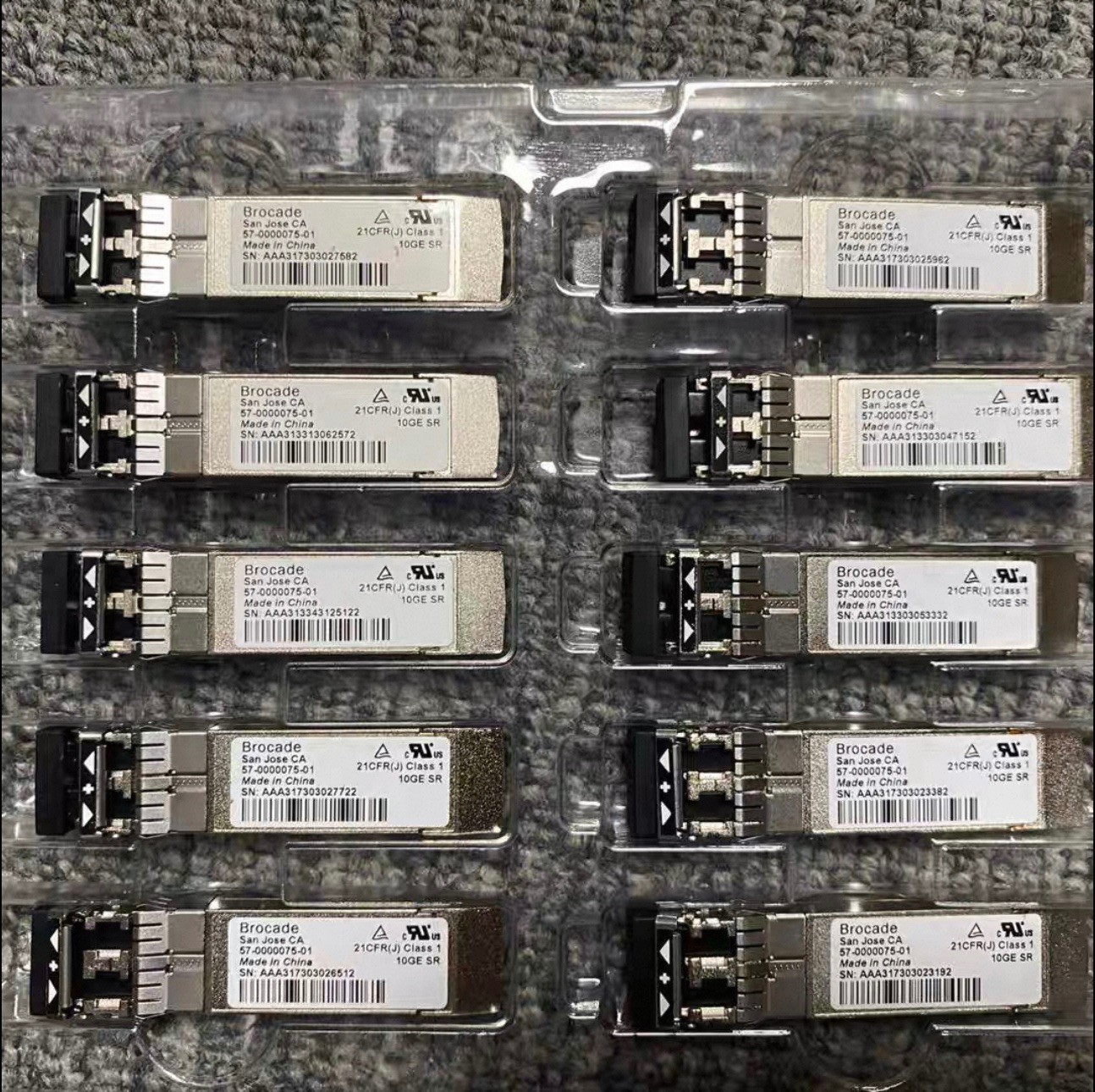 10pcs Genuine Brocade 10G-SFPP-SR 57-0000075-01 10GE SR 850nm 10GbE SW SFP+