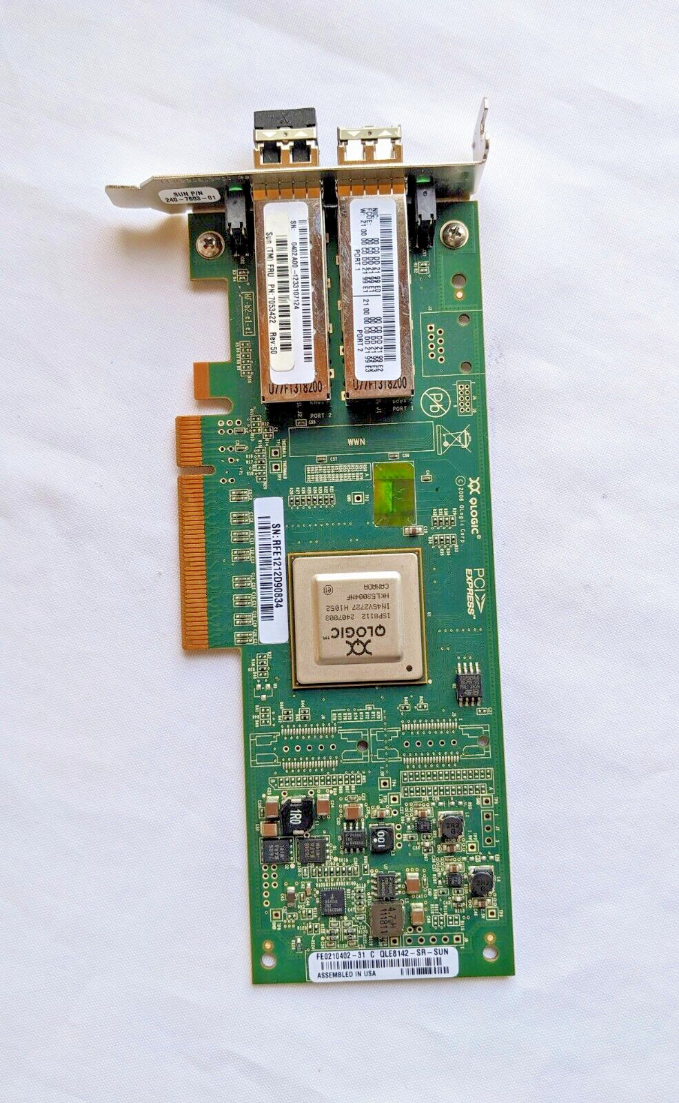 Sun Oracle 7053422 Dual 10-Gigabit Ethernet PCI Express LP SFP+ w/ 2 x GBICs