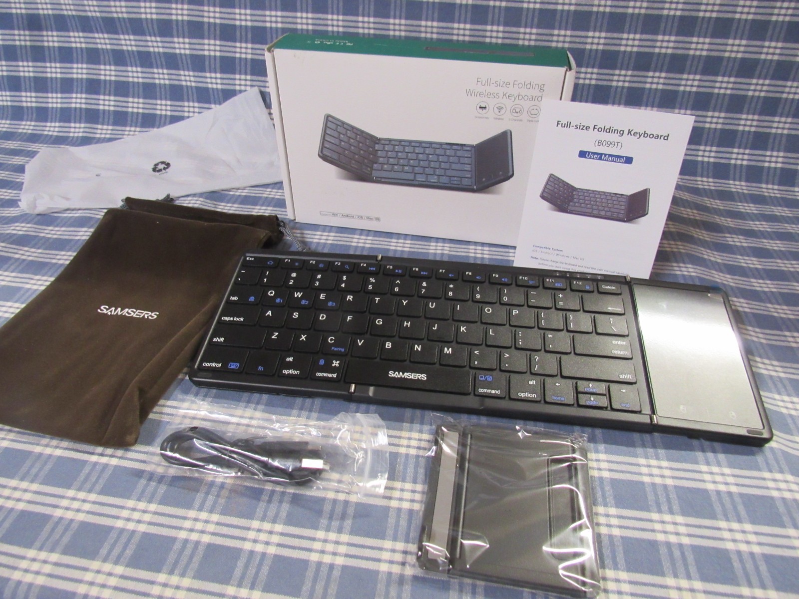 Samsers Foldable Bluetooth Keyboard, B099T with Touchpad (New) FAST PIN