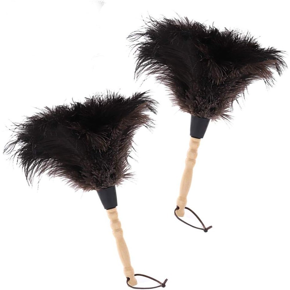 Natural Black Ostrich Feather Duster,2 Packs,Car Duster Interior/Exterior