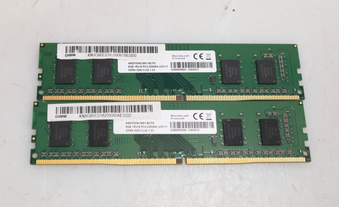 Lot 2x 8GB (16GB) ADATA AM2P32NC8W1-BCFS 3200MHz DDR4 UDIMM Desktop Memory