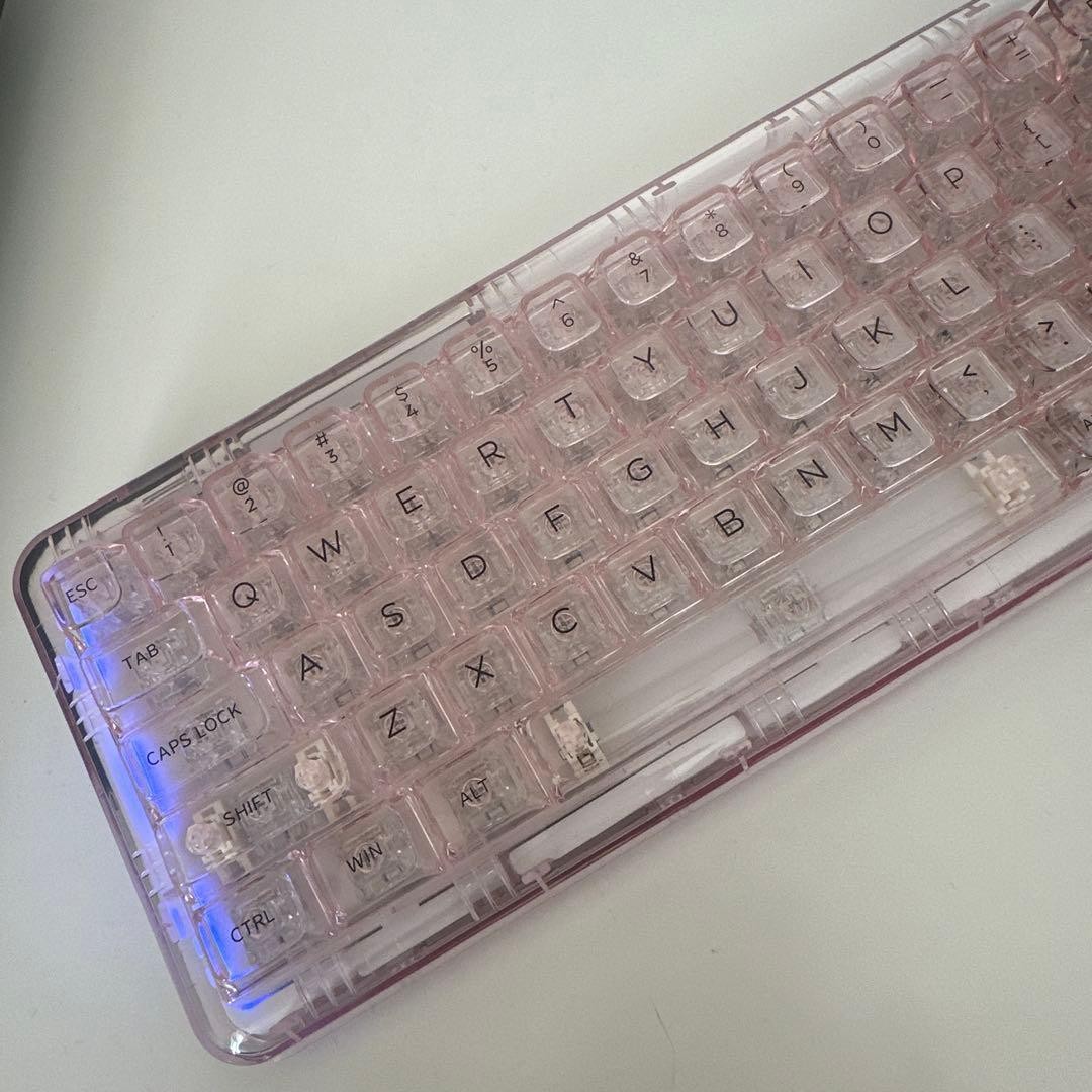 YUNZII Mechanical Gaming Keyboard X71 68% Layout Crystal Ice Switch Pink Wireles
