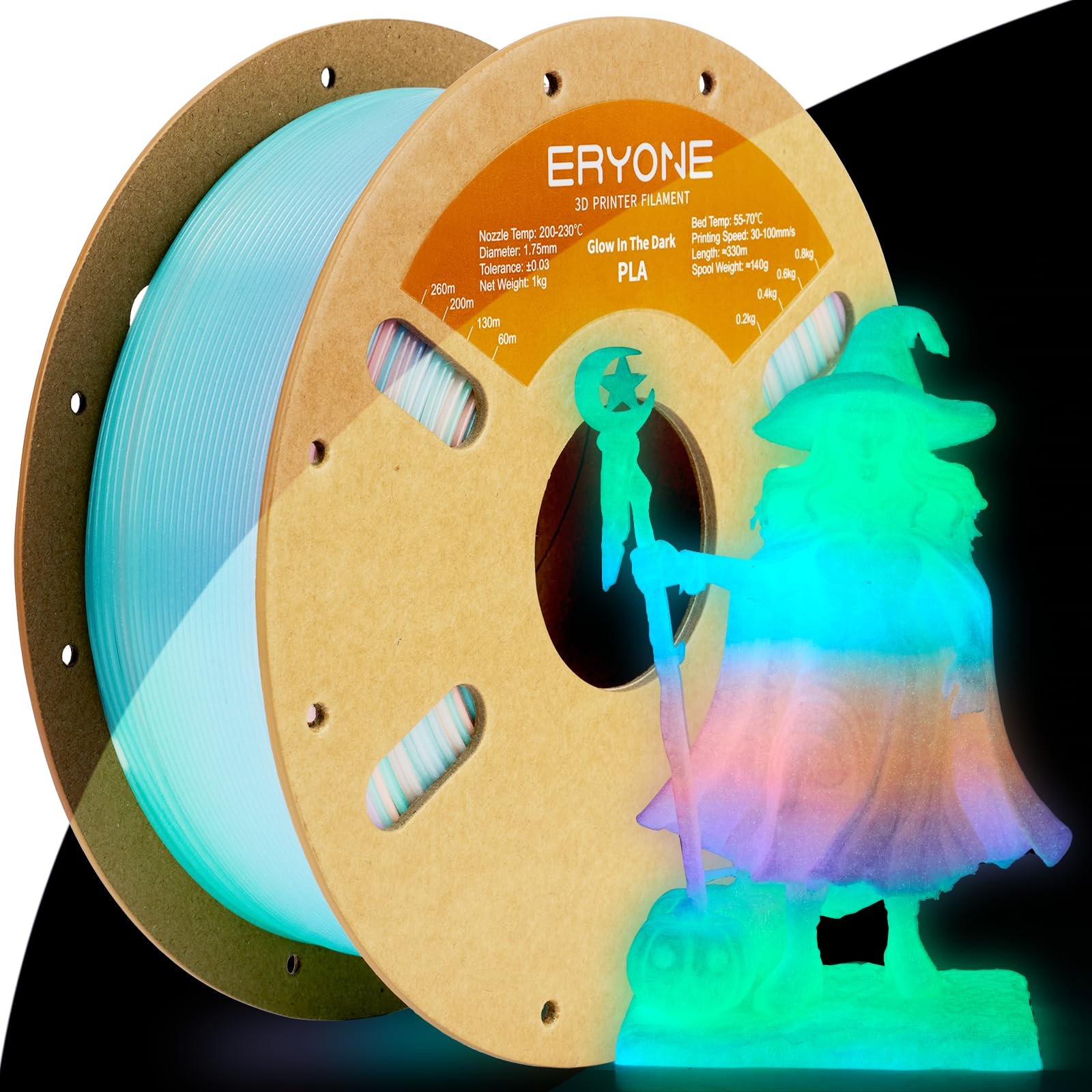 ERYONE High Speed PLA Plus Filament 1.75mm +/- 0.03mm, Glow in The Dark Filam...