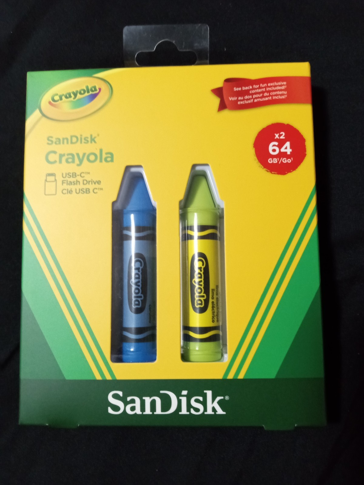 SanDisk Crayola 64GB USB-C Flash Drive 2-Pack 130MB/s Blue/Green Brand New
