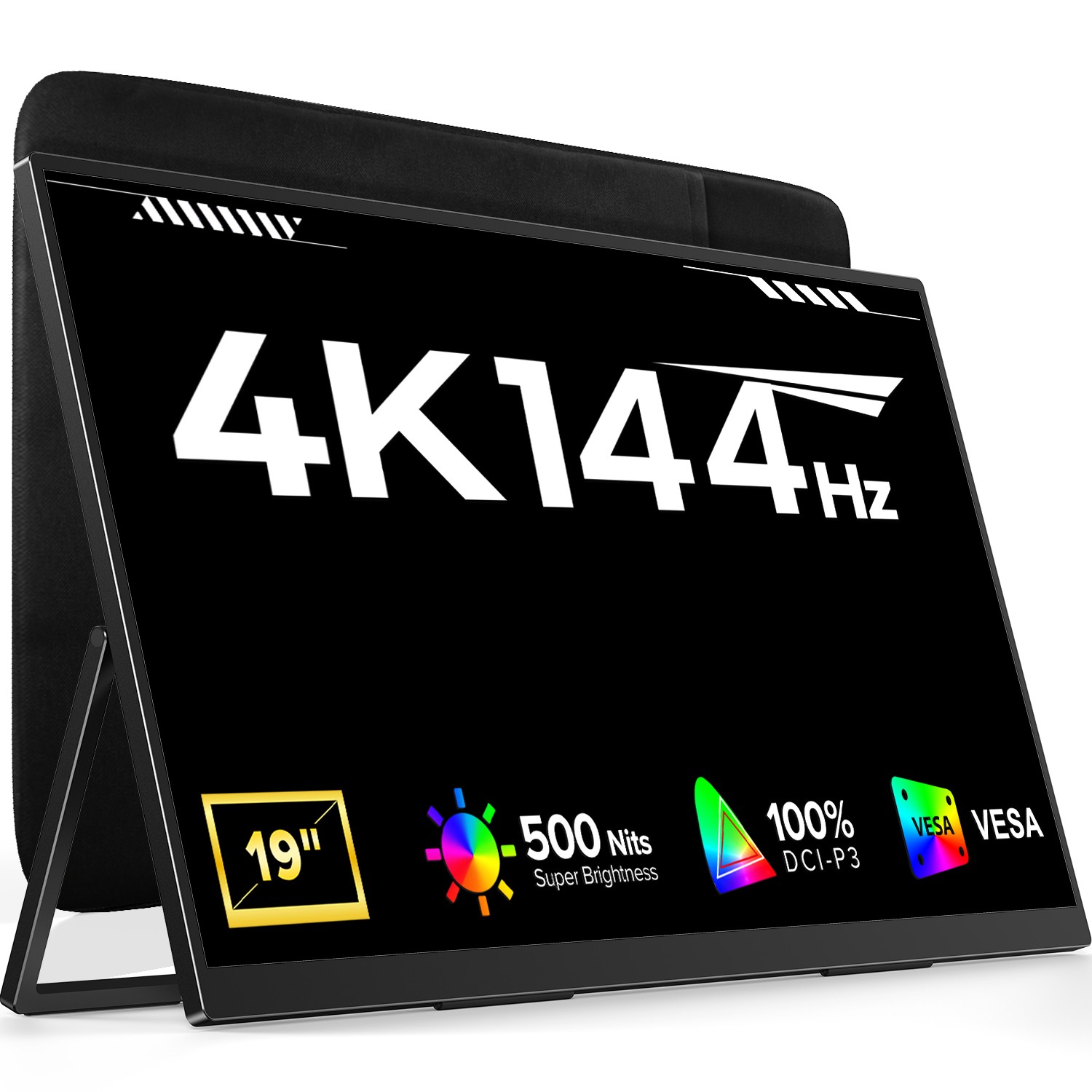 EVICIV 19" 4K Portable Monitor 144Hz Gaming Display Larger Monitor QLED Display