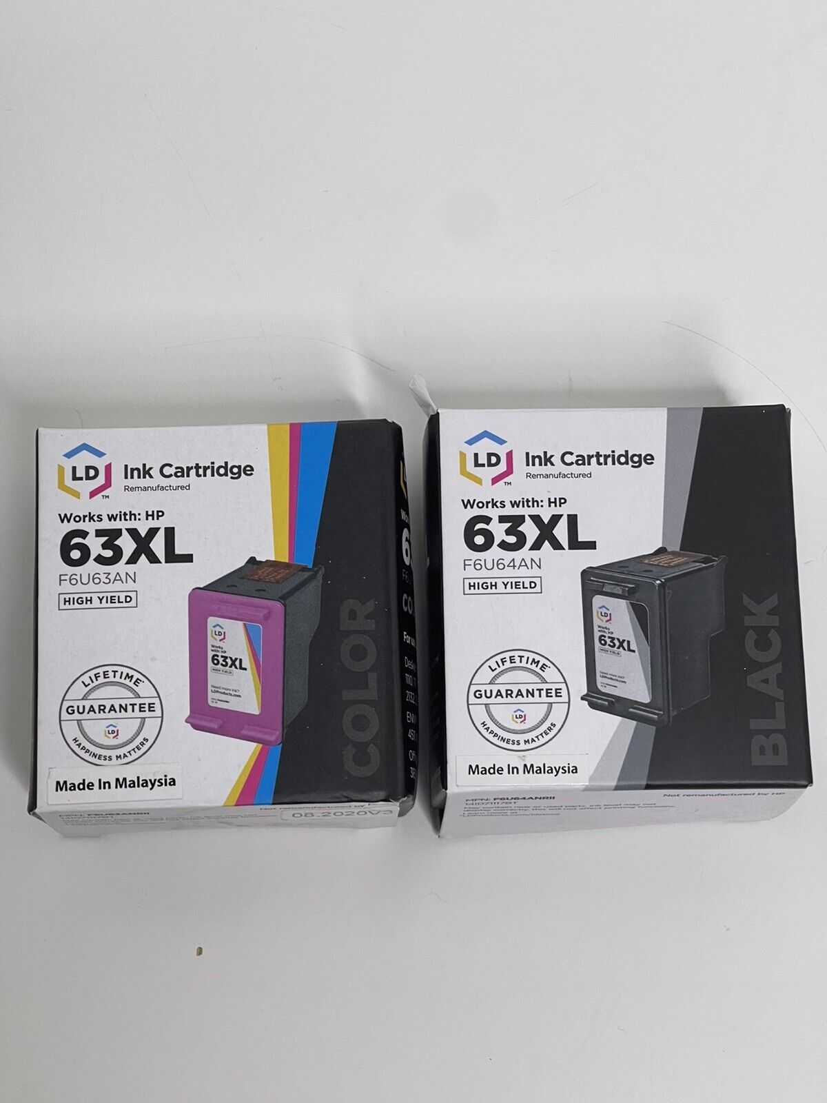 2 LD Reman Replacement Fits for HP 63 63XL High Yield Black color Cartridge 2020