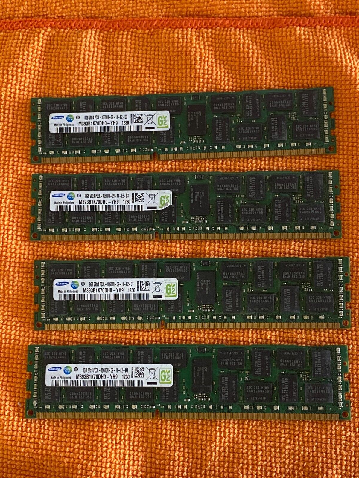 32GB(4x8) SAMSUNG 8GB 2RX4 PC3L 1333MHz M393B1K70CH0 SERVER RAM KIT 647897-B21