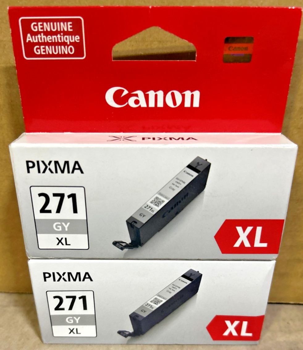 Set of 2 Genuine Canon 0340C001 / CLI-271 XL High Yield Gray Inks for MG6820