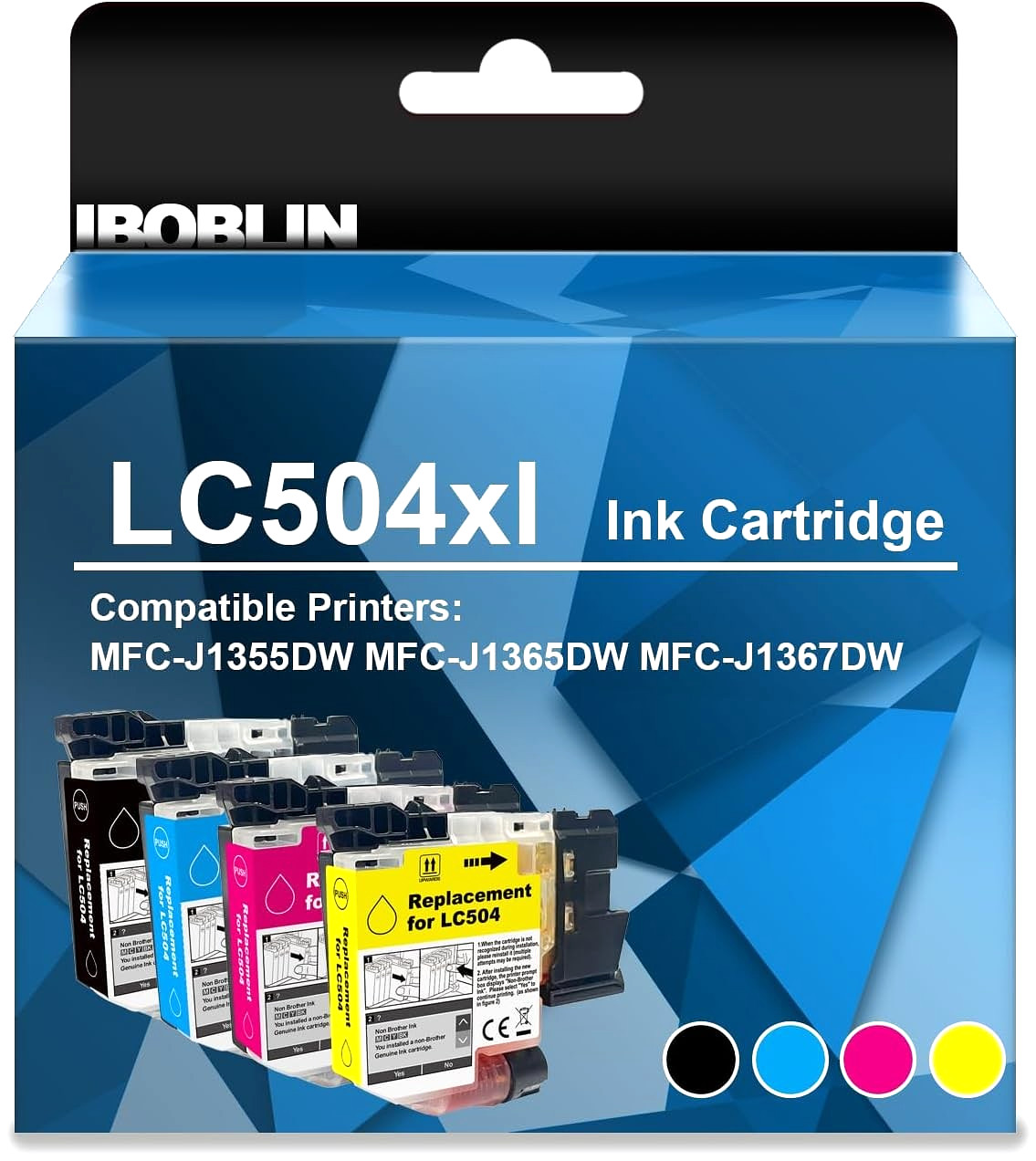 LC504XL High Yield Ink Cartridge 4-Pack for Brother MFC-J1355DW/J1365DW/J1367DW
