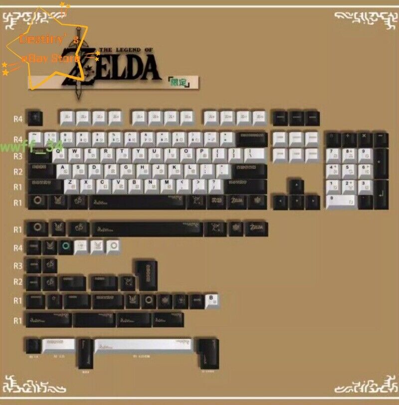 The Legend of Zelda Keycaps Cherry PBT Dye-sub for Cherry MX Keyboard 140 Keys