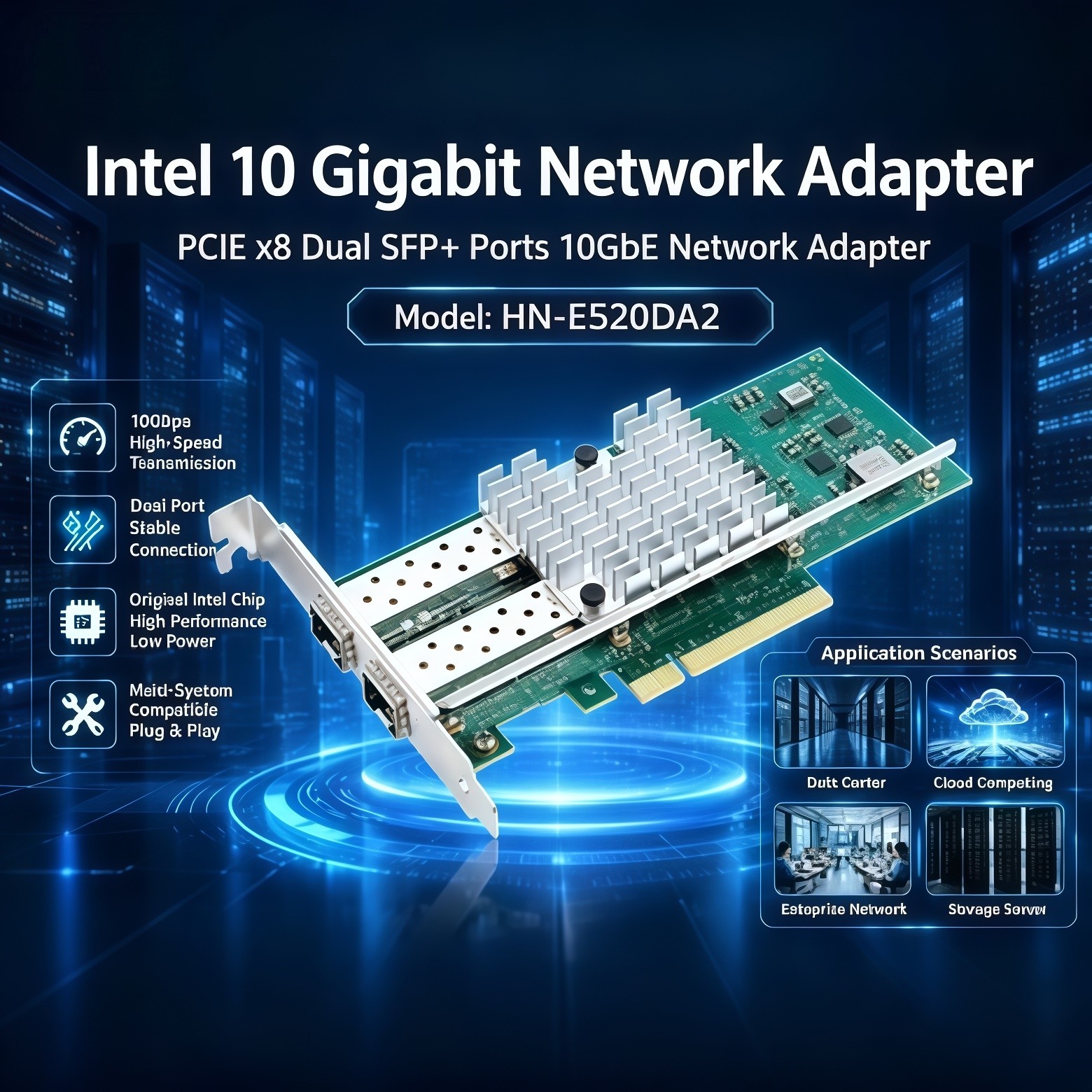 Intel X520-DA2 X710-DA2 X710-DA4 10GbE Dual/Quad SFP+ PortServer Network Adapter