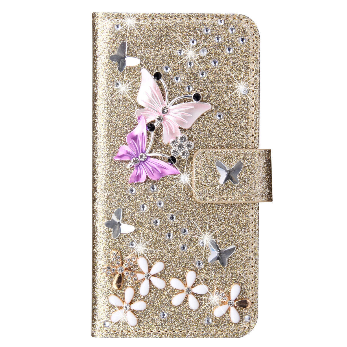 Diamond Butterfly Card Wallet Cover Case For S26 S25 S24 S23 S22 S21 S10 S20