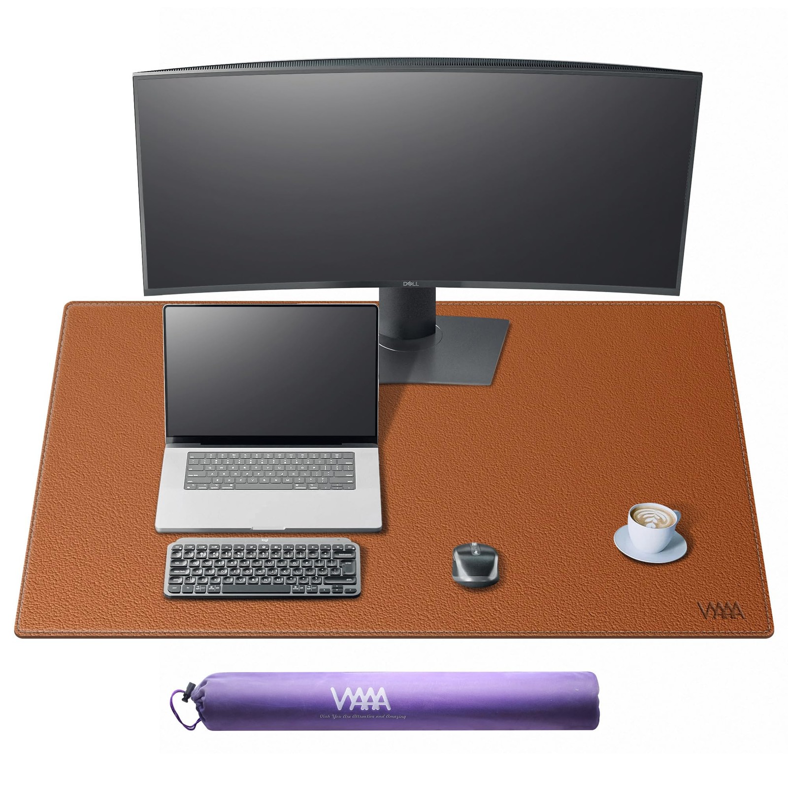 Leather Desk Pad 40x24 Inch XXL Large Mat Mousepad Computer Gaming Brown