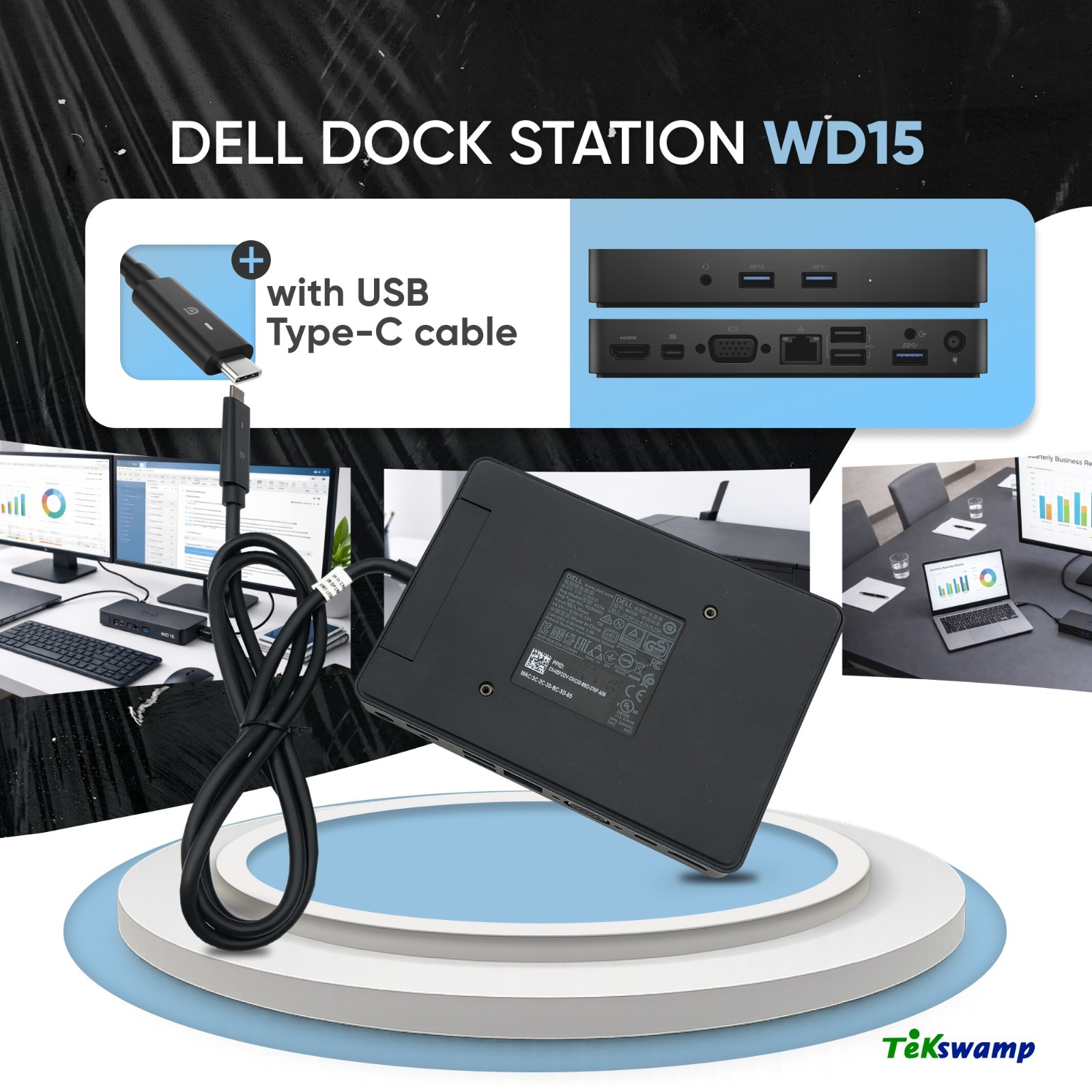Dell USB-C Docking Station for Inspiron 13 7368 7370 7373 7460 NO AC ADAPTER