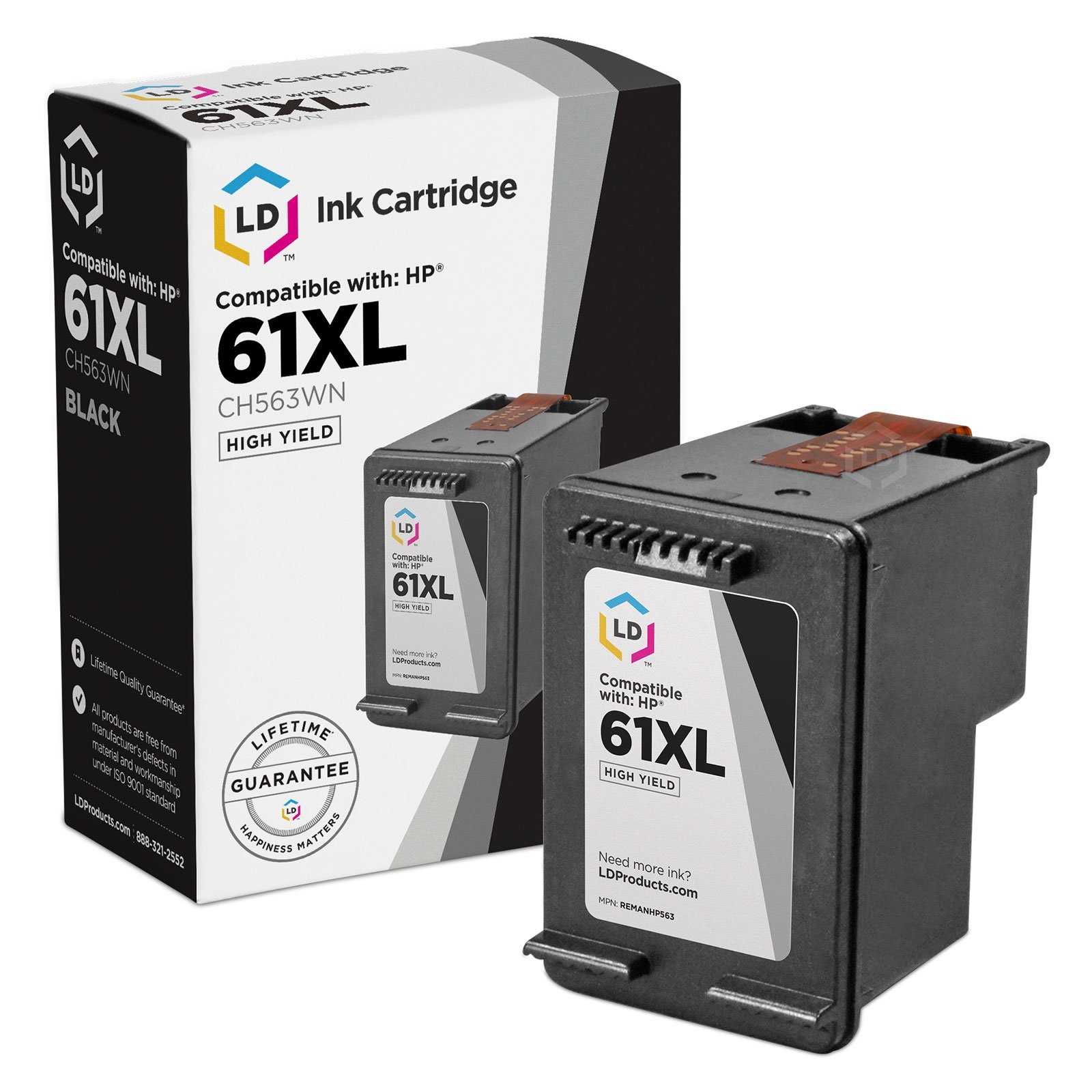 LD CH563WN Compatible with HP 61XL Black Ink Cartridge Deskjet 1055 1056 1510