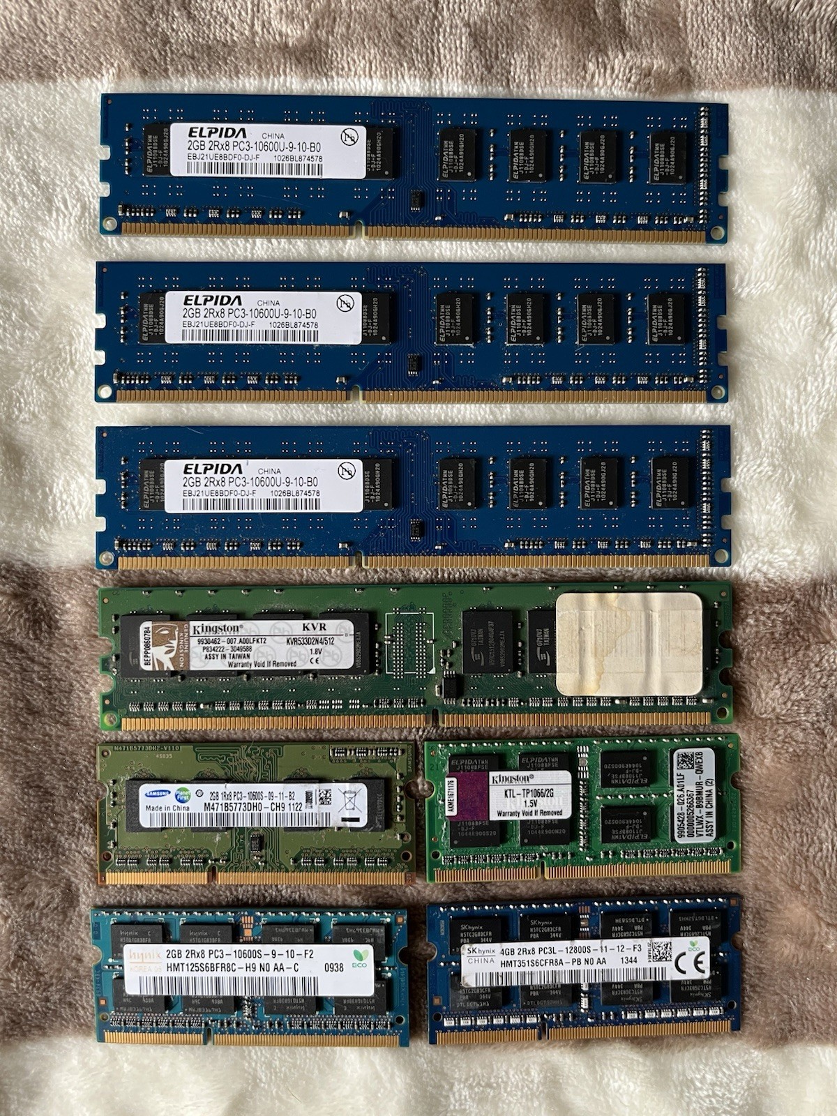 Lot 8 Pcs Ram Sticks DDR3 Various Brands & Storage Capacity Tested & Working
