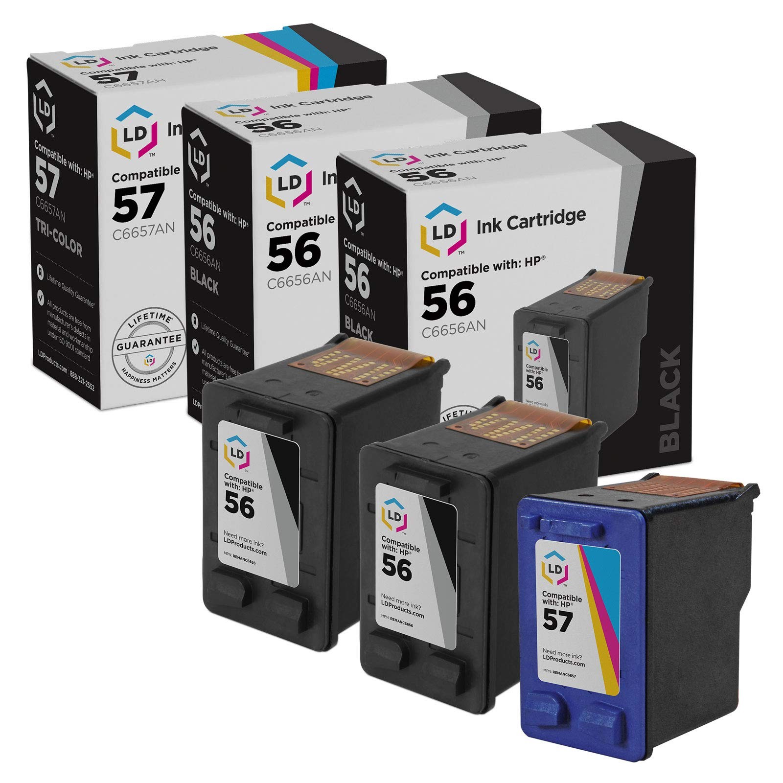 Replacement Replacements Fits for HP 56 C6656AN HP 57 C6657AN 2 Black & 1 Color