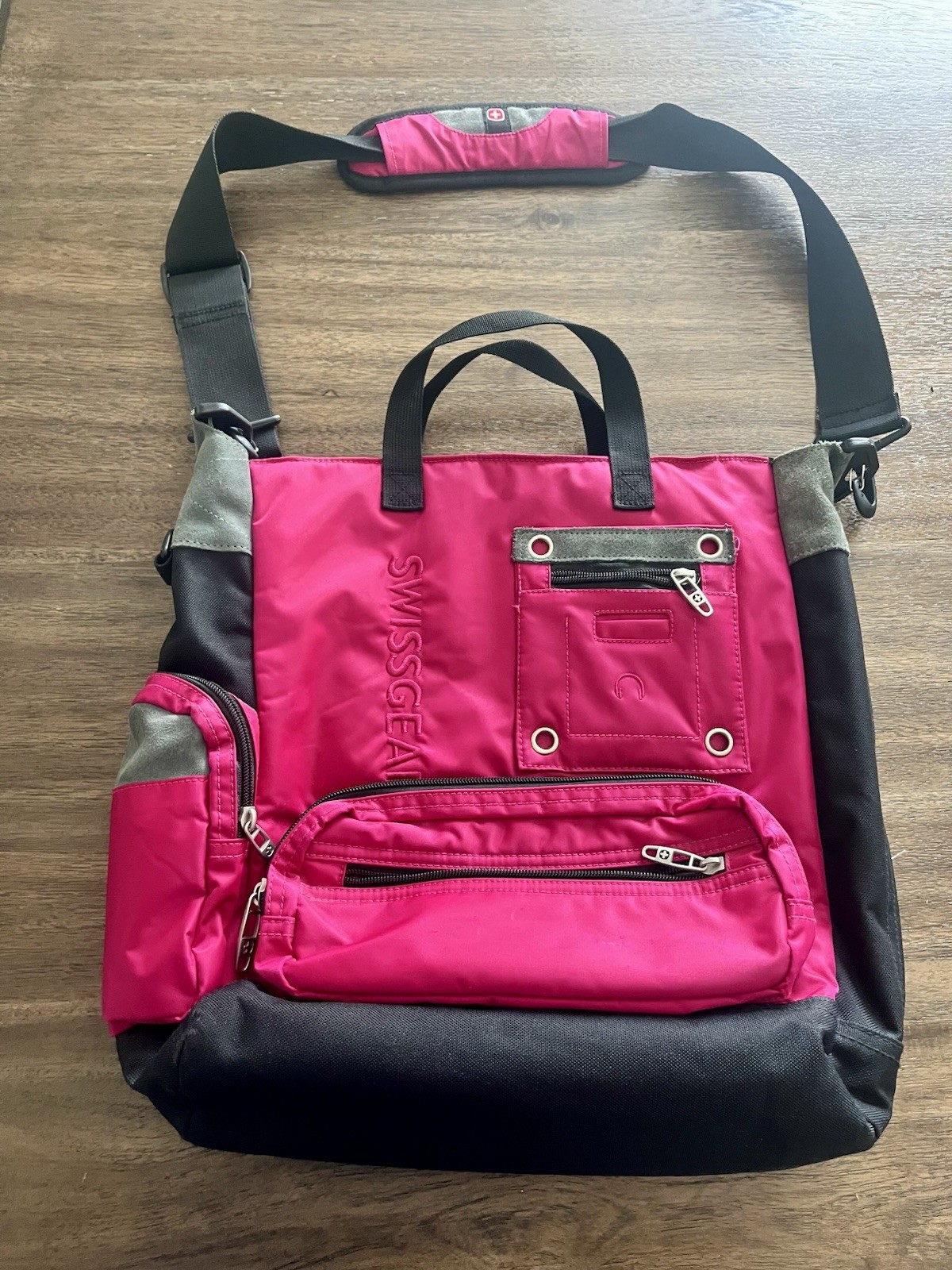 Swiss Gear Laptop Bag Hot Pink and Black Shoulder Crossbody