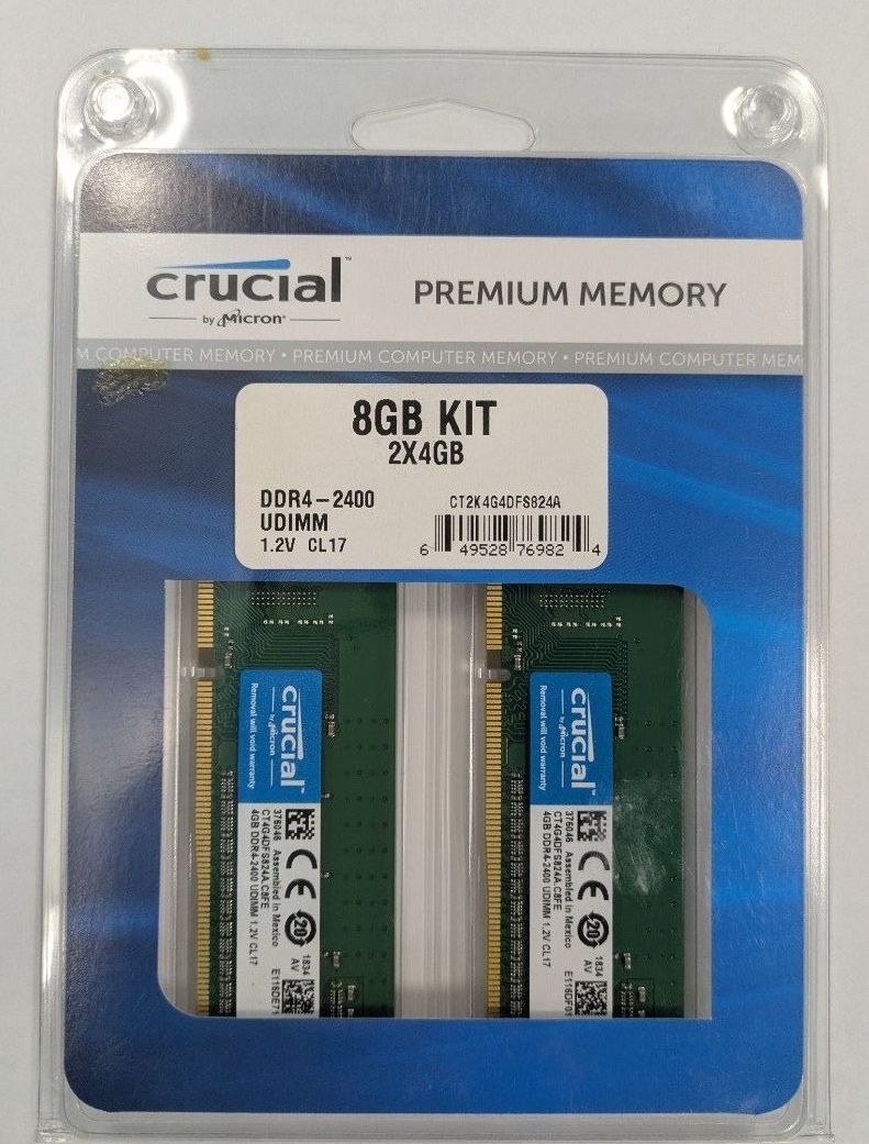 Crucial DDR4-2400 8GB Kit (4GBx2) CT2K4G4DFS824A Unused
