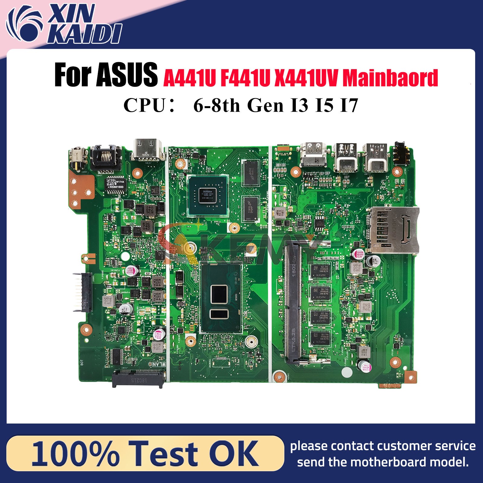 X441UVK Motherboard For ASUS X441UB X441UBR A441U F441U X441URK Mainboard W/CPU