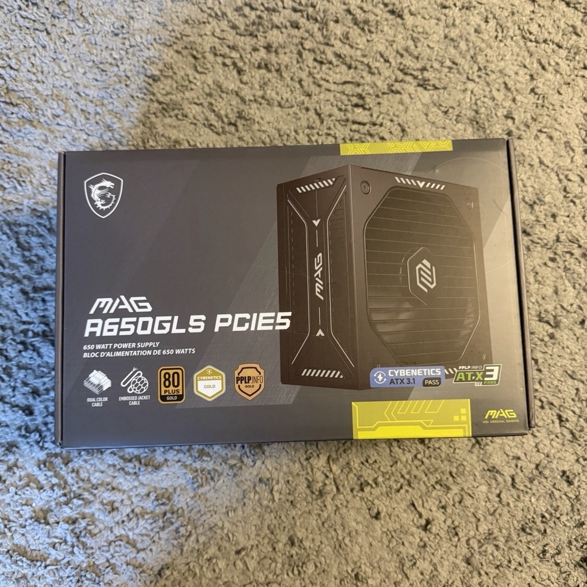 MSI MAG A650GLS PCIE5 650W ATX Power Supply PCIe 5 80 Plus Gold