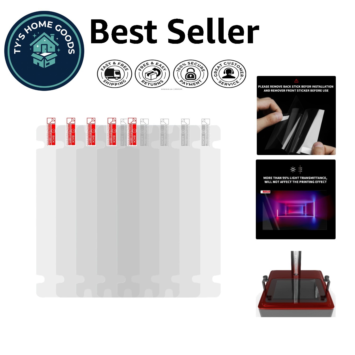 5PCS High-Quality Screen Protector for Anycubic Photon Mono M7 Pro - 95% Clarity