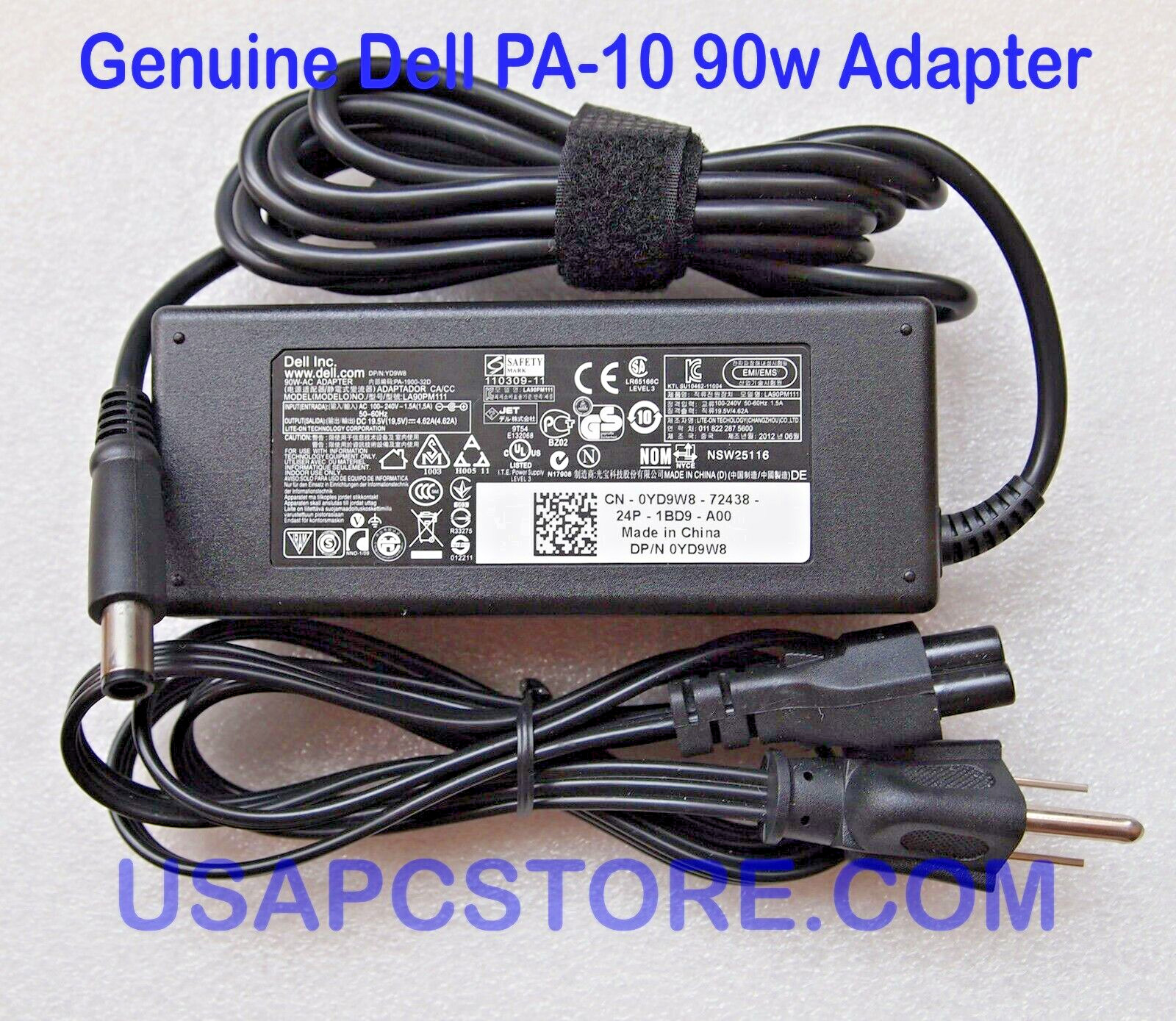 Dell 90w genuine inspiron latitude vostro ac adapter aa90pm111 mv2mm pa-3e